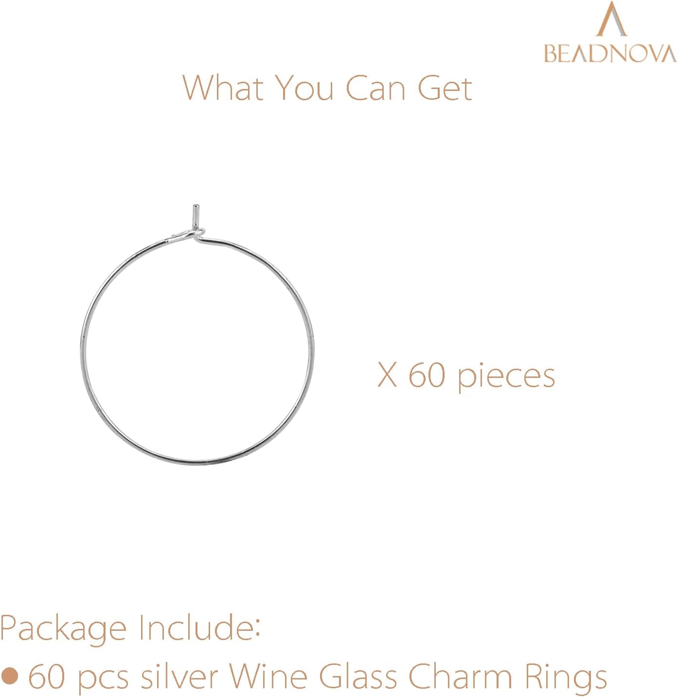 Wine Glass Charm Rings 60-120pcs Silver Plated 25mm Beading Charm Rings Wine Glass Marker for Birthday Party Wedding Festival Favor - Image 3