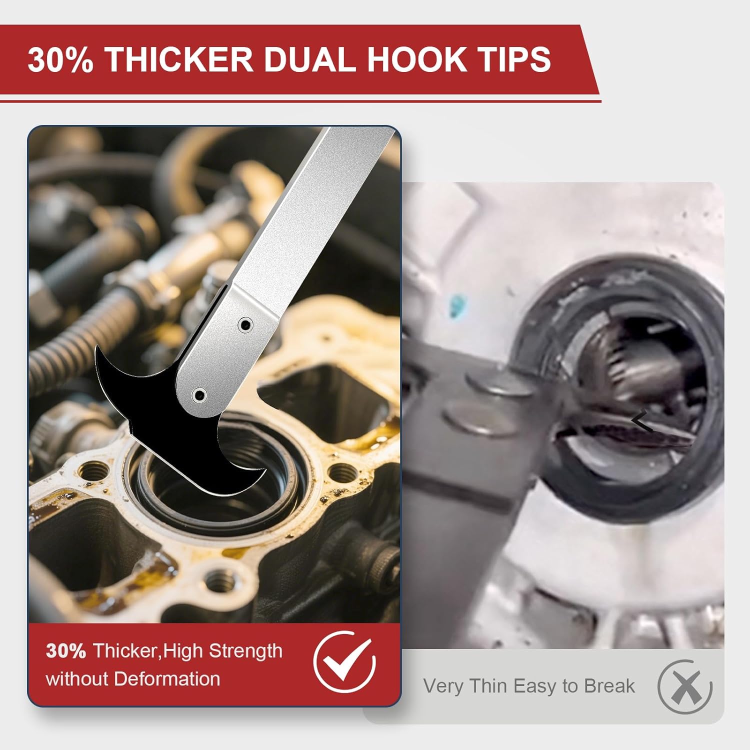 Seal Puller, 3rd Generation Oil Seal Removal Tool with 30% Thicker Dual Hook Tips and Heat-Treated Steel, Seal Puller Tool Perfect for Car, SUV, Light Truck and Machine Repair - Image 2