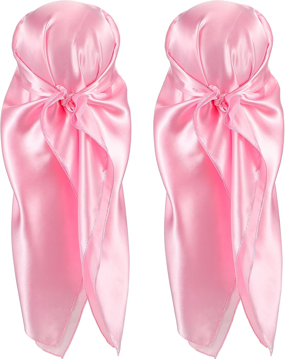 35 Inch Silky Head Scarf 2 Pcs Large Square Neck Scarf Sleeping Hair Wrapping Satin Bandana for Women - Image 1