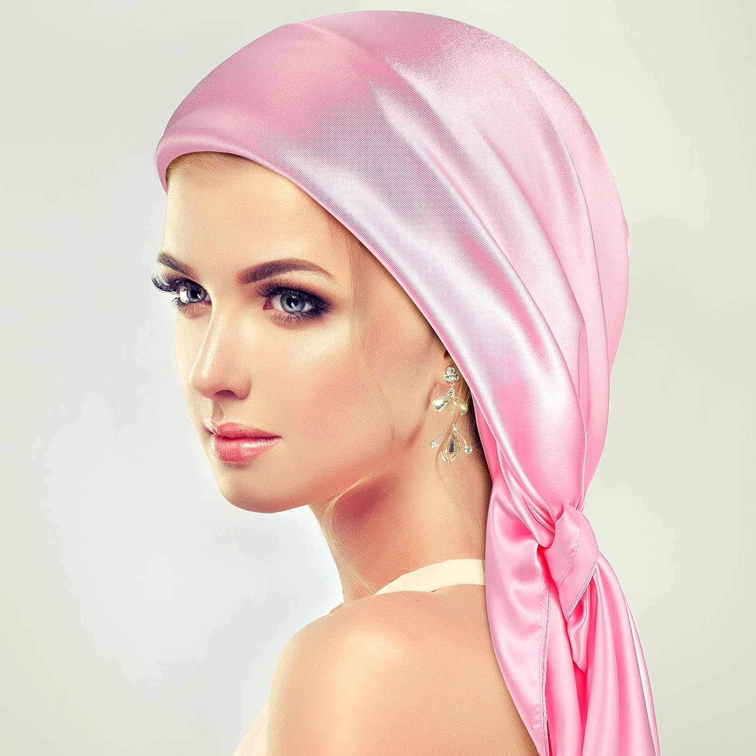 35 Inch Silky Head Scarf 2 Pcs Large Square Neck Scarf Sleeping Hair Wrapping Satin Bandana for Women - Image 6