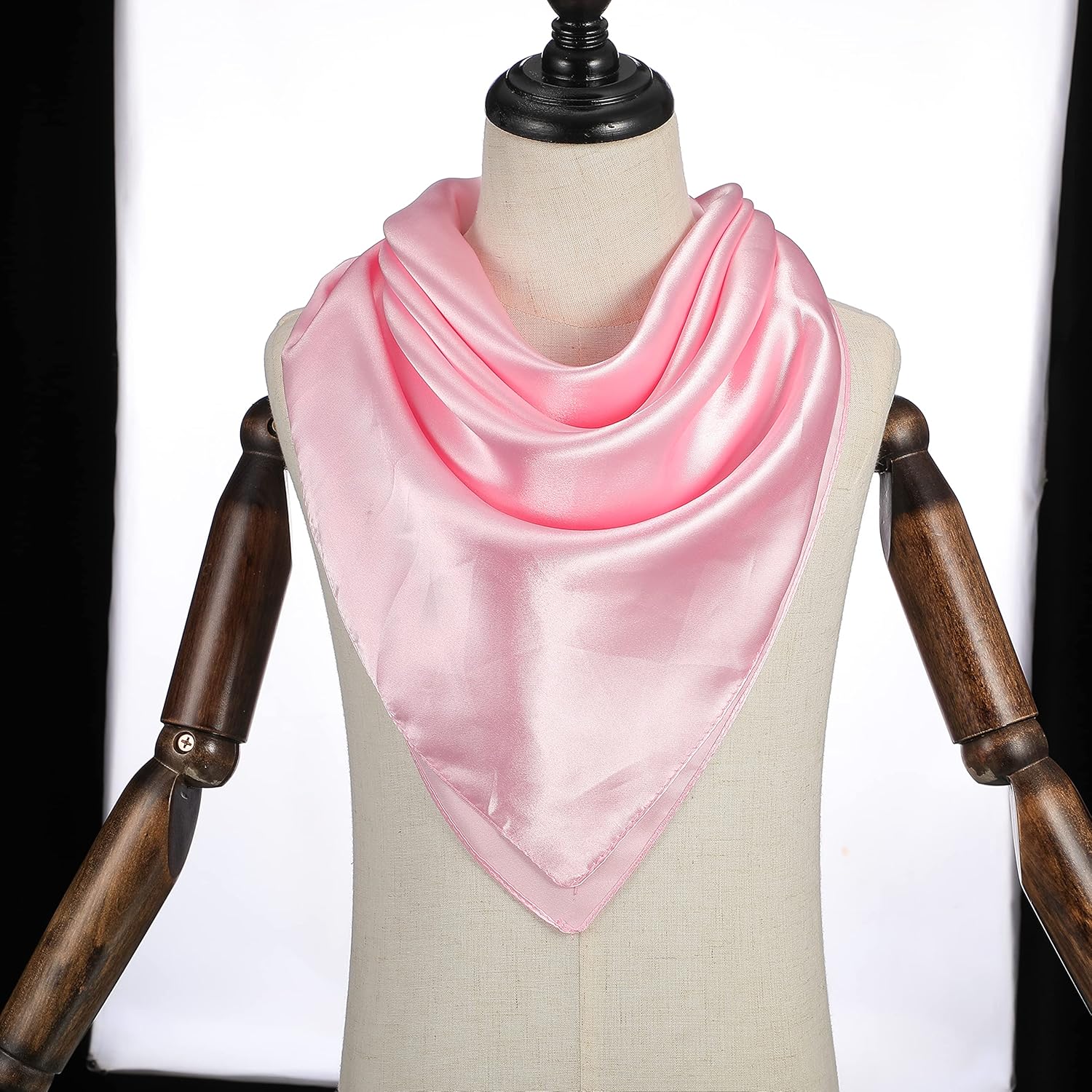35 Inch Silky Head Scarf 2 Pcs Large Square Neck Scarf Sleeping Hair Wrapping Satin Bandana for Women - Image 7
