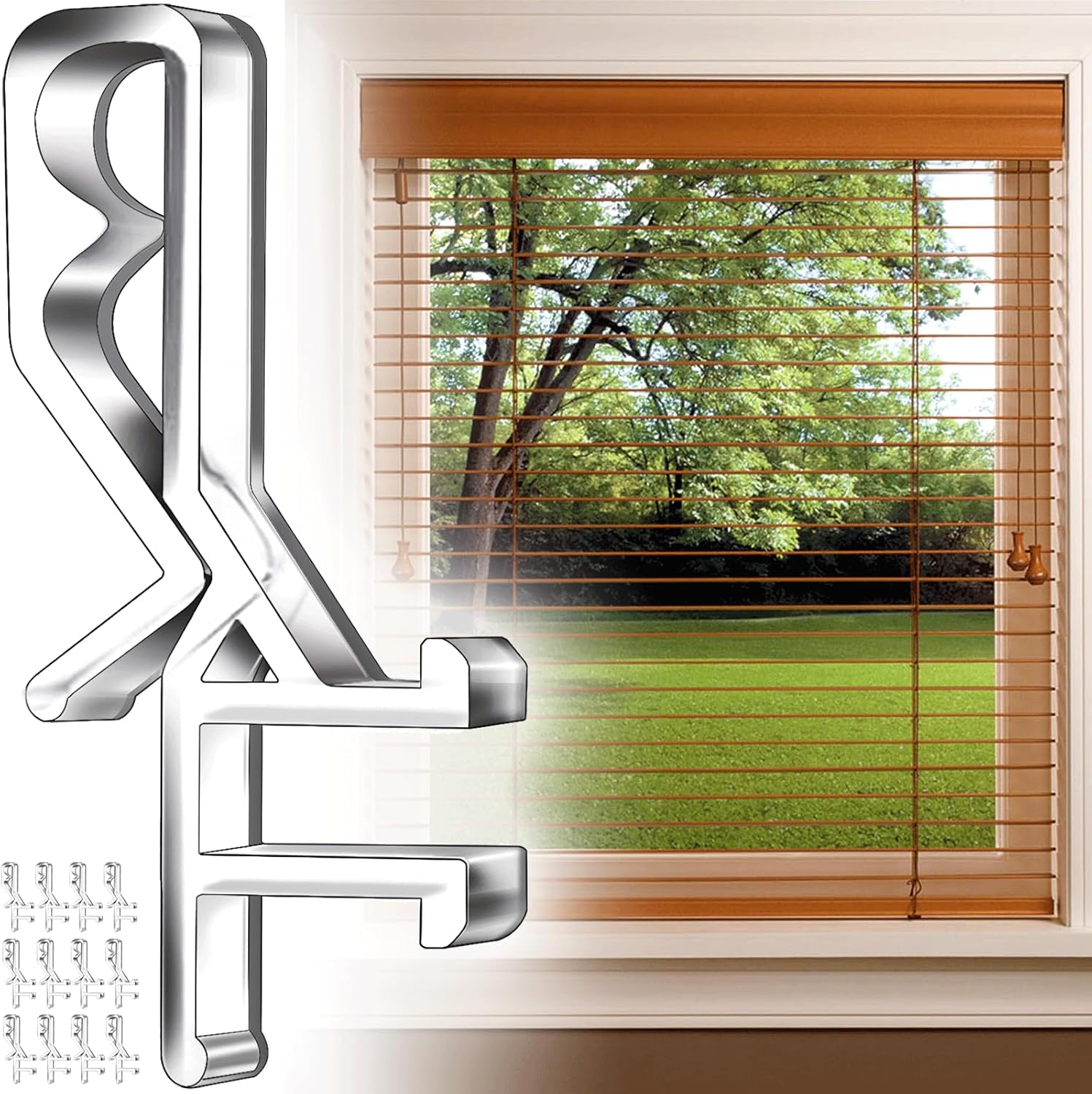 12 PCS Hidden Channel Valance Clips, 1-7/8inch Clear Plastic Blinds Clips for Valance with a Groove in The Back - Image 1
