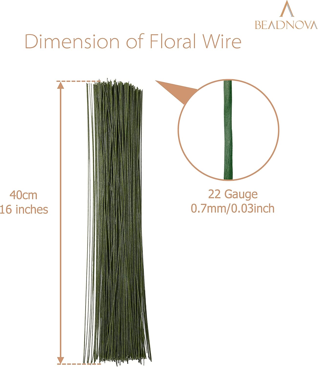 Floral Stem Wire 50pcs 22 Gauge Fake Flower Stems Green Floral Wire for Flower Arrangement Florist DIY Bouquet (Dark Green, 50 Pcs) - Image 2