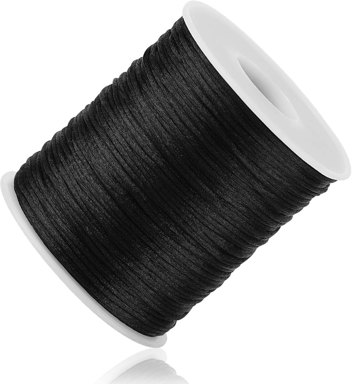 Black Nylon String Cord - 1MM 100 Yards Black Twine, Bracelet String for Bracelet Making, Braided Ornament Lanyard Thread, Jewelry Thread Clay Bead Cords for Crafts, Macrame Satin - Image 1