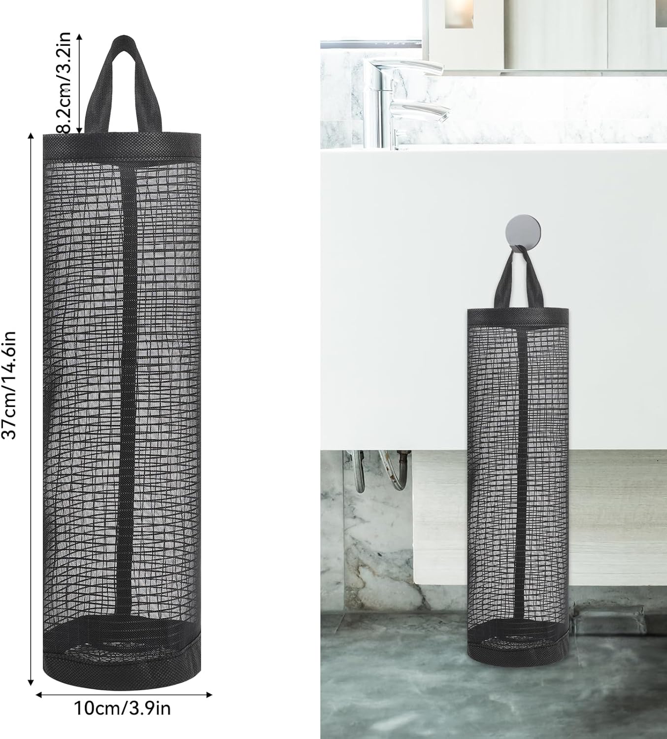 2Pack Plastic Bag Holder, Grocery Bag Holder for Plastic Bags Mesh Hanging Storage Dispenser Trash Bag Organizer Shopping Bag Holder for Plastic Bags - Image 5