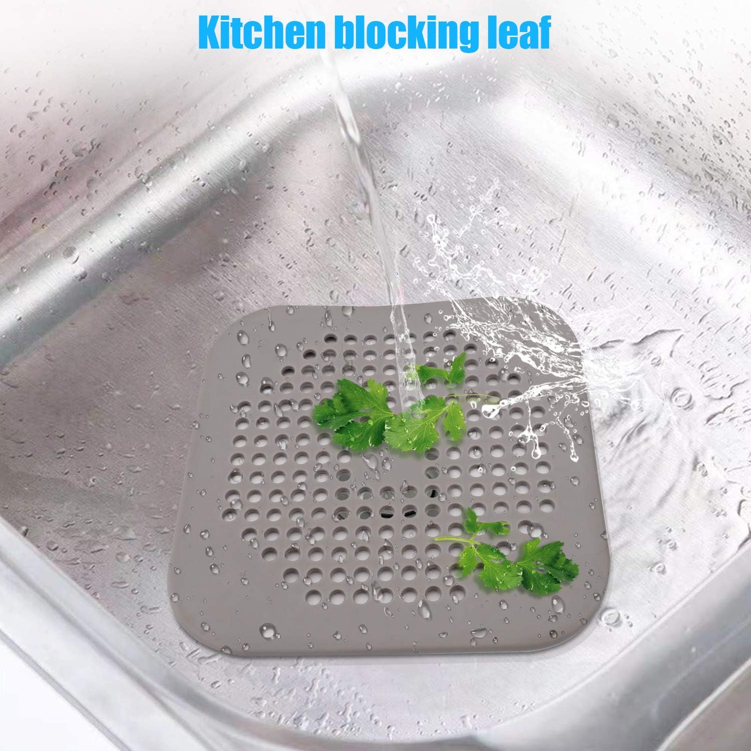 Square Drain Cover for Shower 5.7-inch TPR Drain Hair Catcher Flat Silicone Plug for Bathroom and Kitchen Grey/White Filter Shower Drain Protection Flat Strainer Stopper with Suction Cups (Grey+White) - Image 6