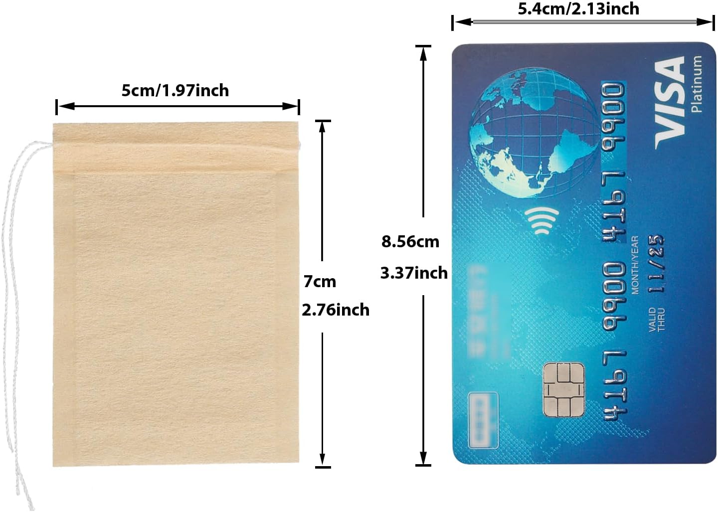 100pcs Disposable Tea Bags for Loose Tea, Small Empty Tea Bag with Wood Pulp Material, Unbleached Tea Filter Bag with Drawstring (Initial, 1.97 x2.76 inch) - Image 3