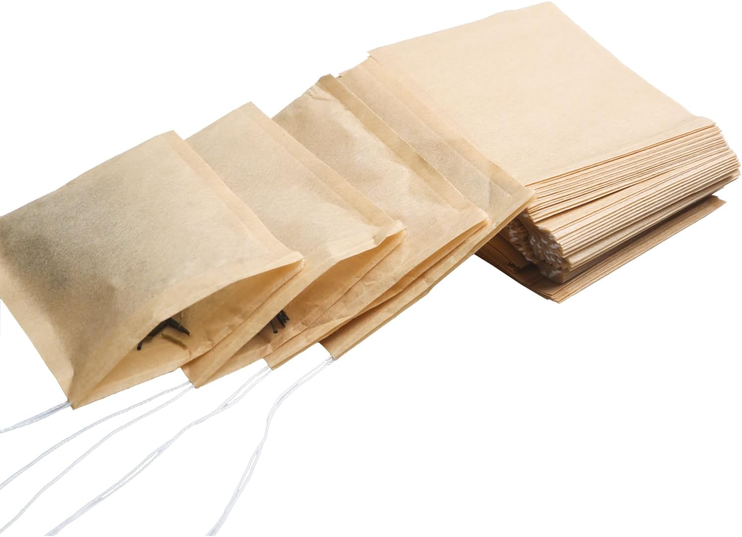 100pcs Disposable Tea Bags for Loose Tea, Small Empty Tea Bag with Wood Pulp Material, Unbleached Tea Filter Bag with Drawstring (Initial, 1.97 x2.76 inch) - Image 5