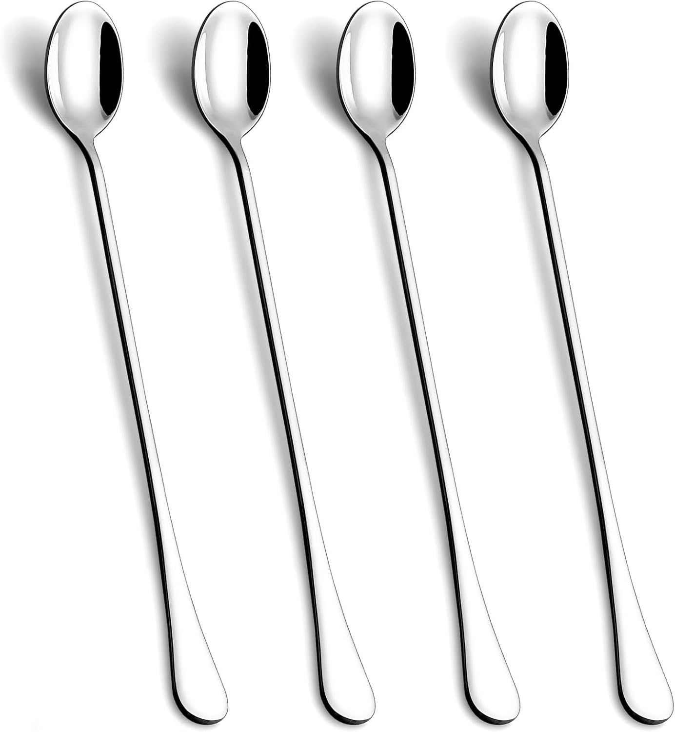 9.5-Inch Long Handle Iced Tea Spoon, Coffee Spoons, Ice Cream Spoons, Stainless Steel Cocktail Stirring Spoons, Set of 4 - Image 1
