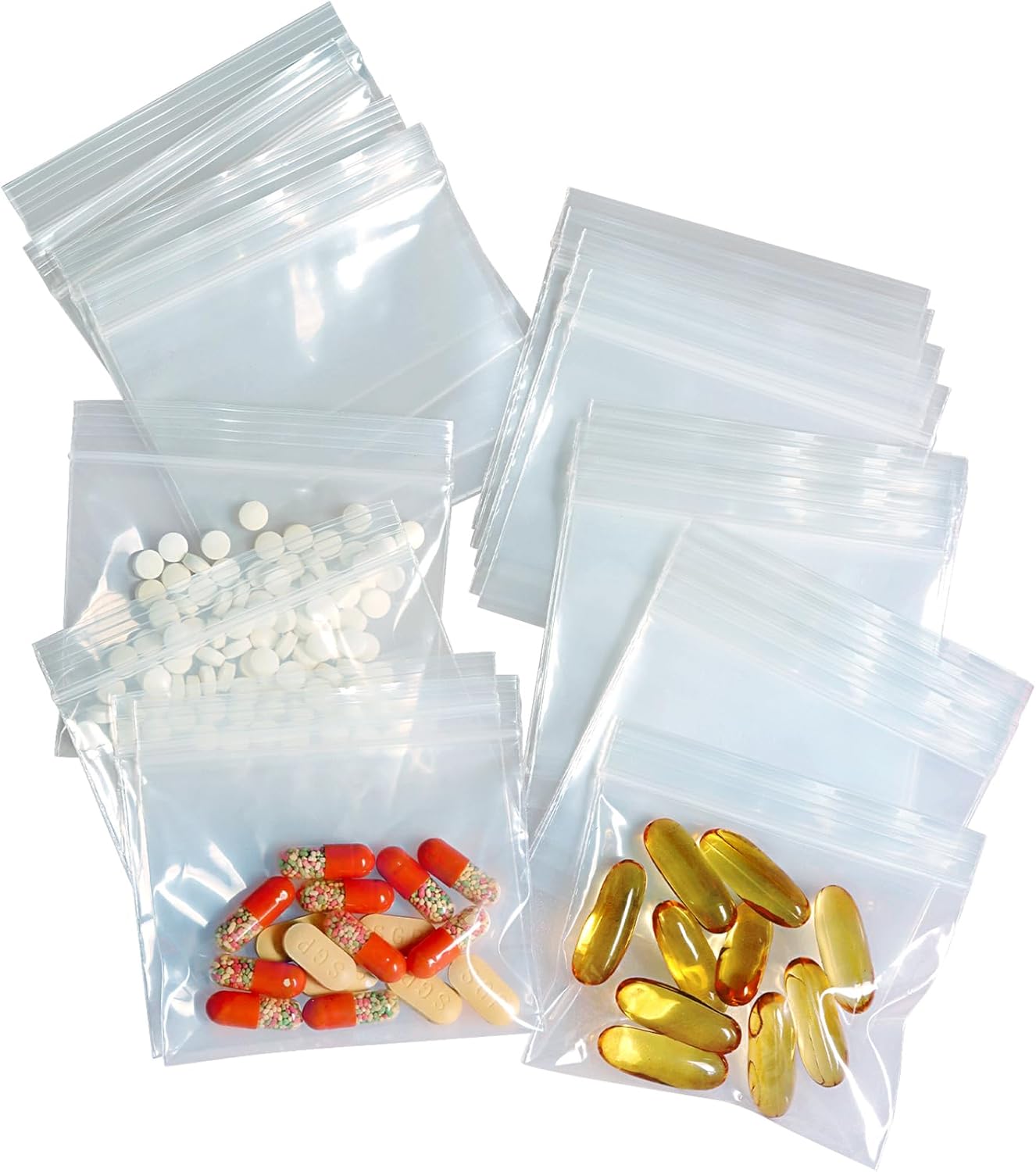 100 Packs Pill Bags 6 mil Sturdy 3x2.75 inch Pill Pouches BPA Free Seal Waterproof Handy Reusable Pill Bags for Travel Small Plastic Bags for Pill Organizer, Jewelry and Small Craft Pieces - Image 1
