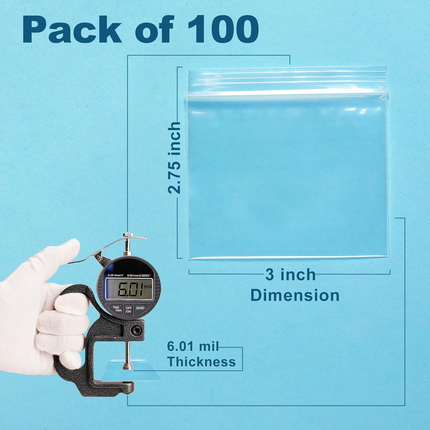 100 Packs Pill Bags 6 mil Sturdy 3x2.75 inch Pill Pouches BPA Free Seal Waterproof Handy Reusable Pill Bags for Travel Small Plastic Bags for Pill Organizer, Jewelry and Small Craft Pieces - Image 2