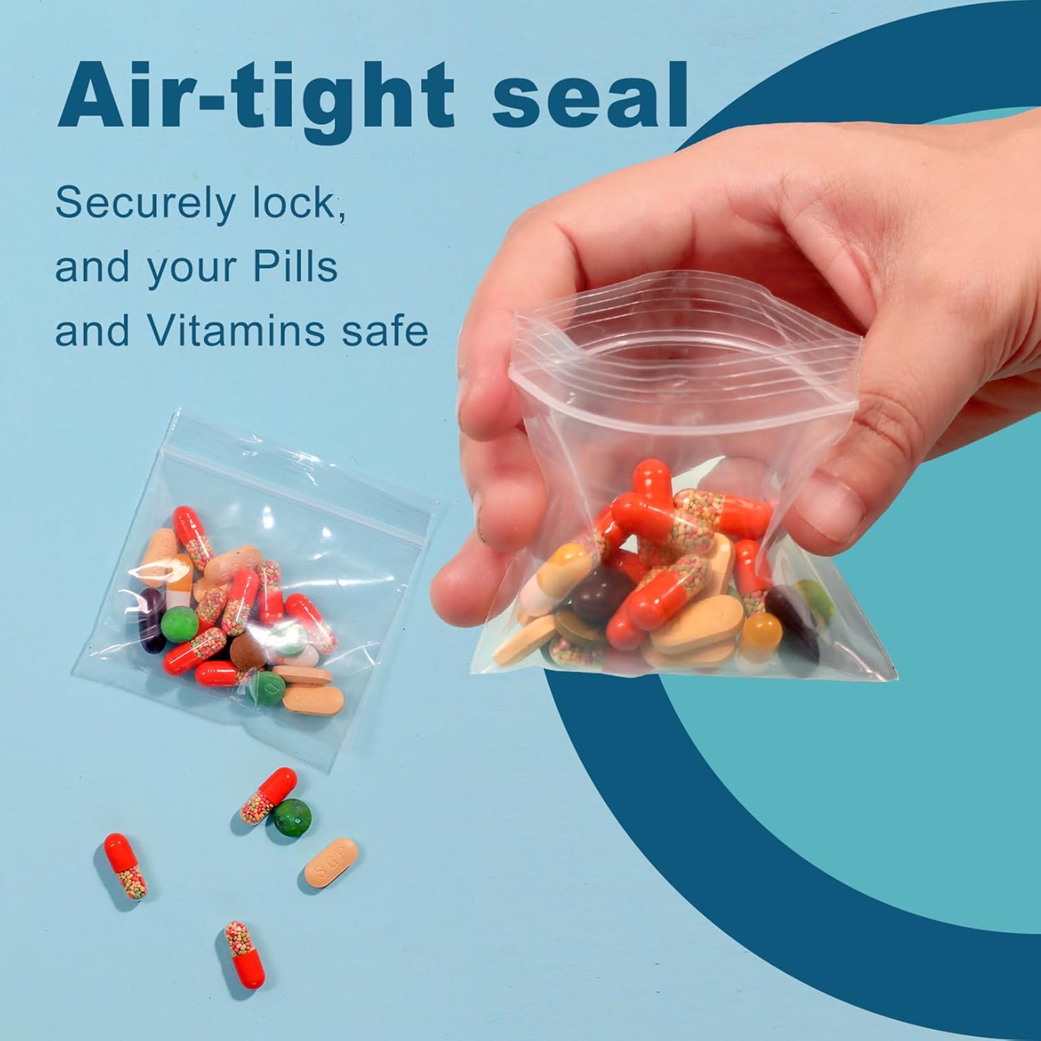 100 Packs Pill Bags 6 mil Sturdy 3x2.75 inch Pill Pouches BPA Free Seal Waterproof Handy Reusable Pill Bags for Travel Small Plastic Bags for Pill Organizer, Jewelry and Small Craft Pieces - Image 3
