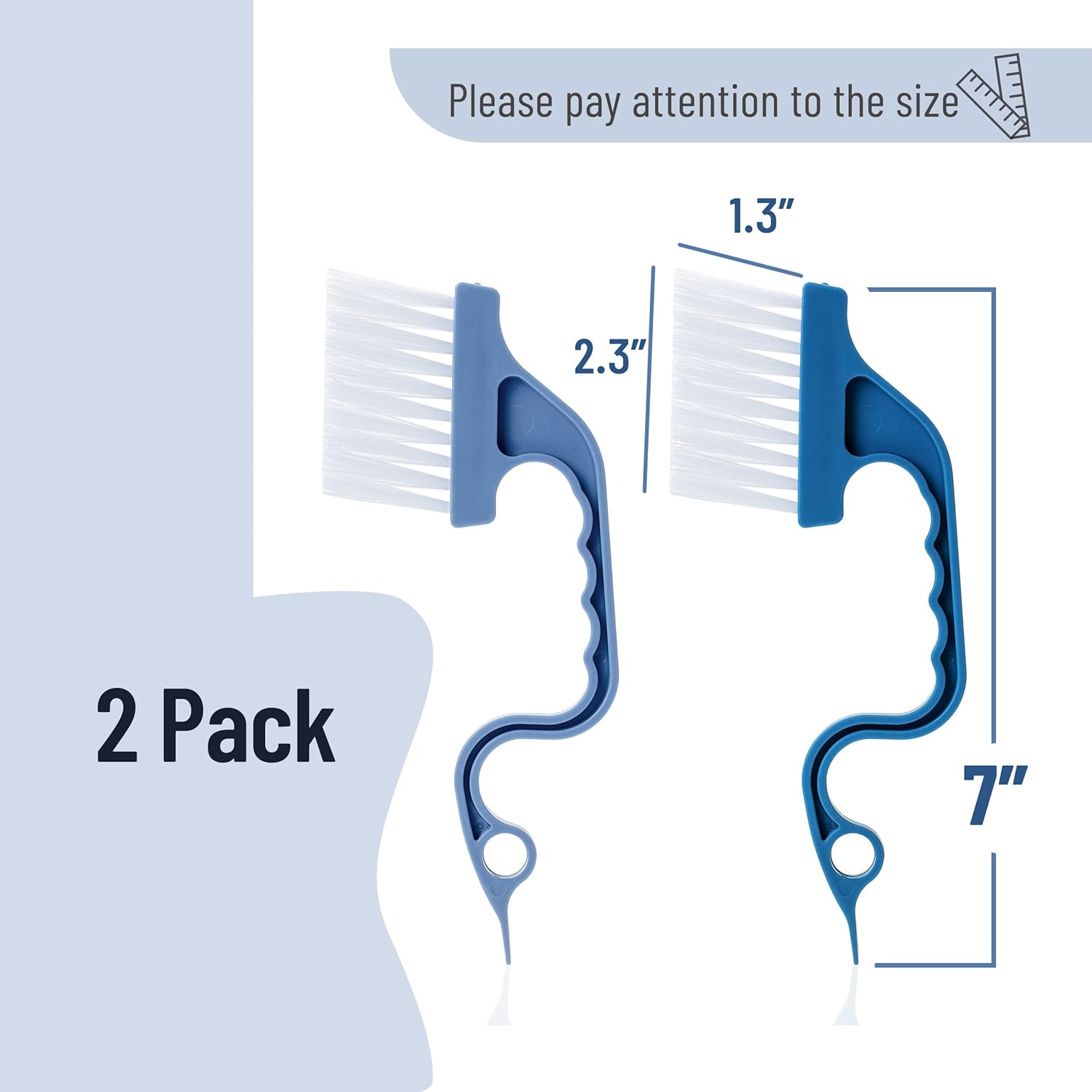 Slick- Window Track Cleaning Brush, 2 Pack, Blue Ergonomic Handle, Built-in Scraper, Multipurpose, Window Track Cleaning Tools - Image 2