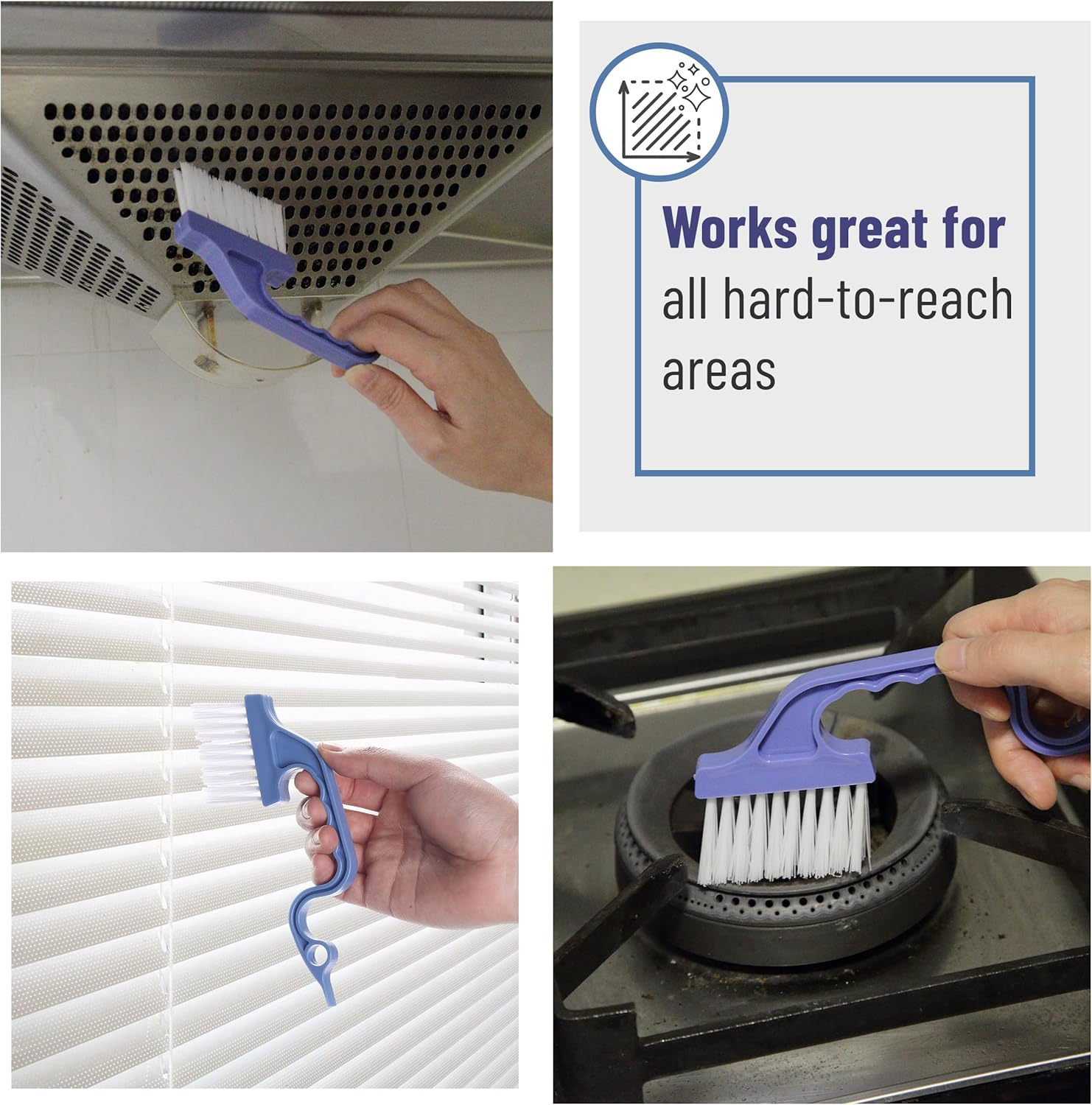 Slick- Window Track Cleaning Brush, 2 Pack, Blue Ergonomic Handle, Built-in Scraper, Multipurpose, Window Track Cleaning Tools - Image 6