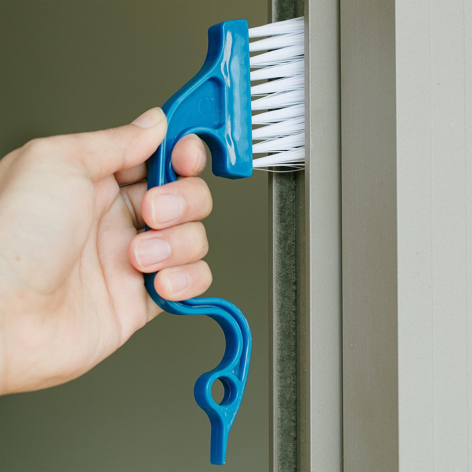 Slick- Window Track Cleaning Brush, 2 Pack, Blue Ergonomic Handle, Built-in Scraper, Multipurpose, Window Track Cleaning Tools - Image 7