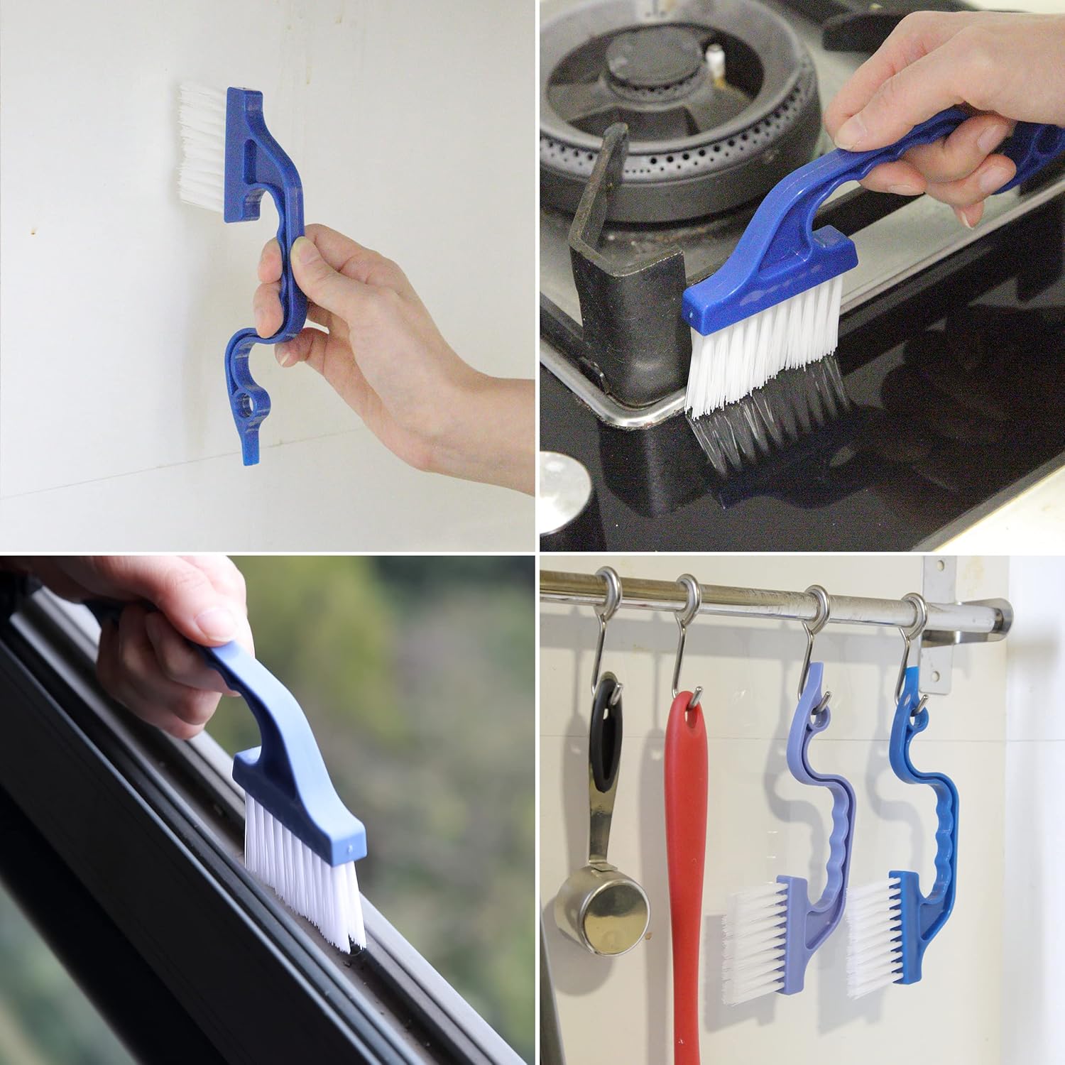 Slick- Window Track Cleaning Brush, 2 Pack, Blue Ergonomic Handle, Built-in Scraper, Multipurpose, Window Track Cleaning Tools - Image 8