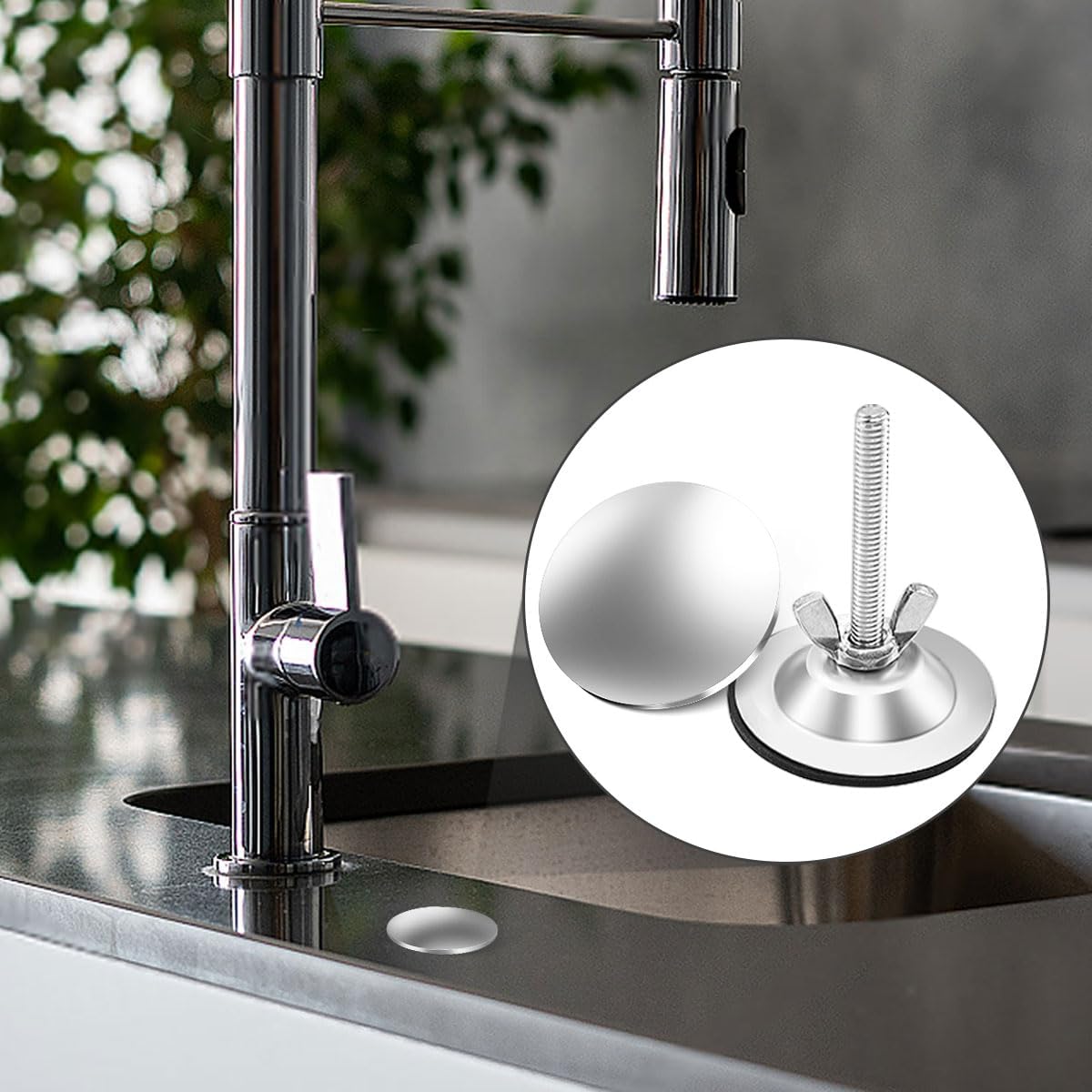 2 Inch Kitchen Sink Hole Covers, Faucet Hole Cover Stainless Steel Wash Basin Kitchen Sink Tap Hole Plate Stopper, Sealed Decoration Hole Cover (Silver) - Image 2