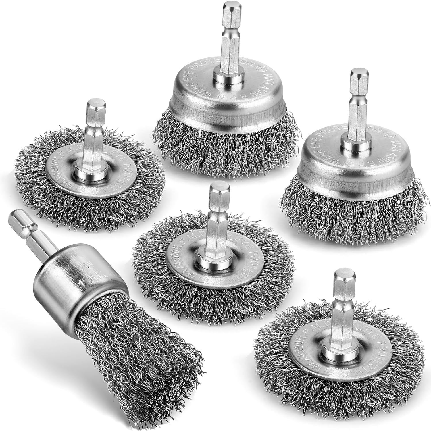 6Pcs Professional Wire Wheel, Carbon Steel Wire Brush for Drill, Drill Cup Brush for Cleaning Rust, Wire Brush Drill Attachments with 1/4 Inch Hex Shank - Image 1