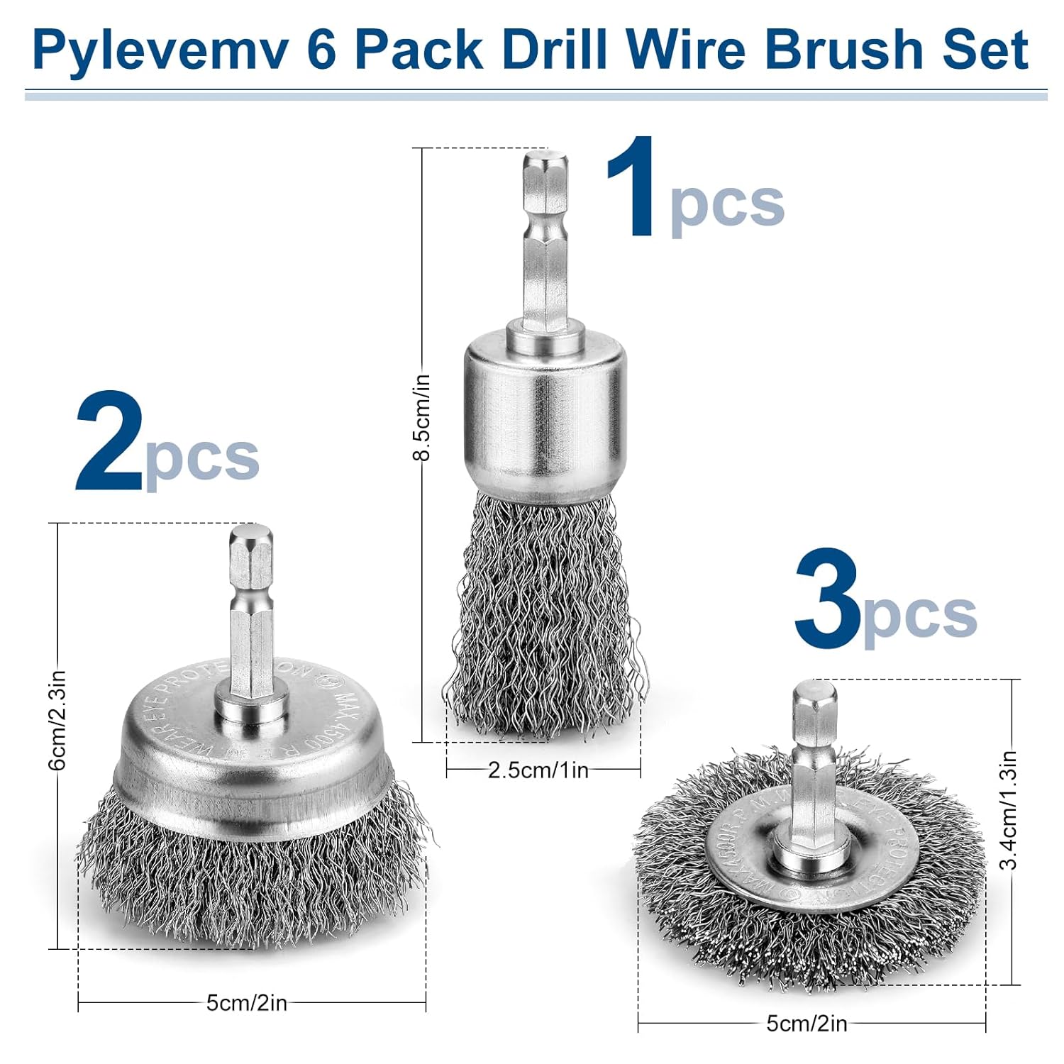 6Pcs Professional Wire Wheel, Carbon Steel Wire Brush for Drill, Drill Cup Brush for Cleaning Rust, Wire Brush Drill Attachments with 1/4 Inch Hex Shank - Image 2