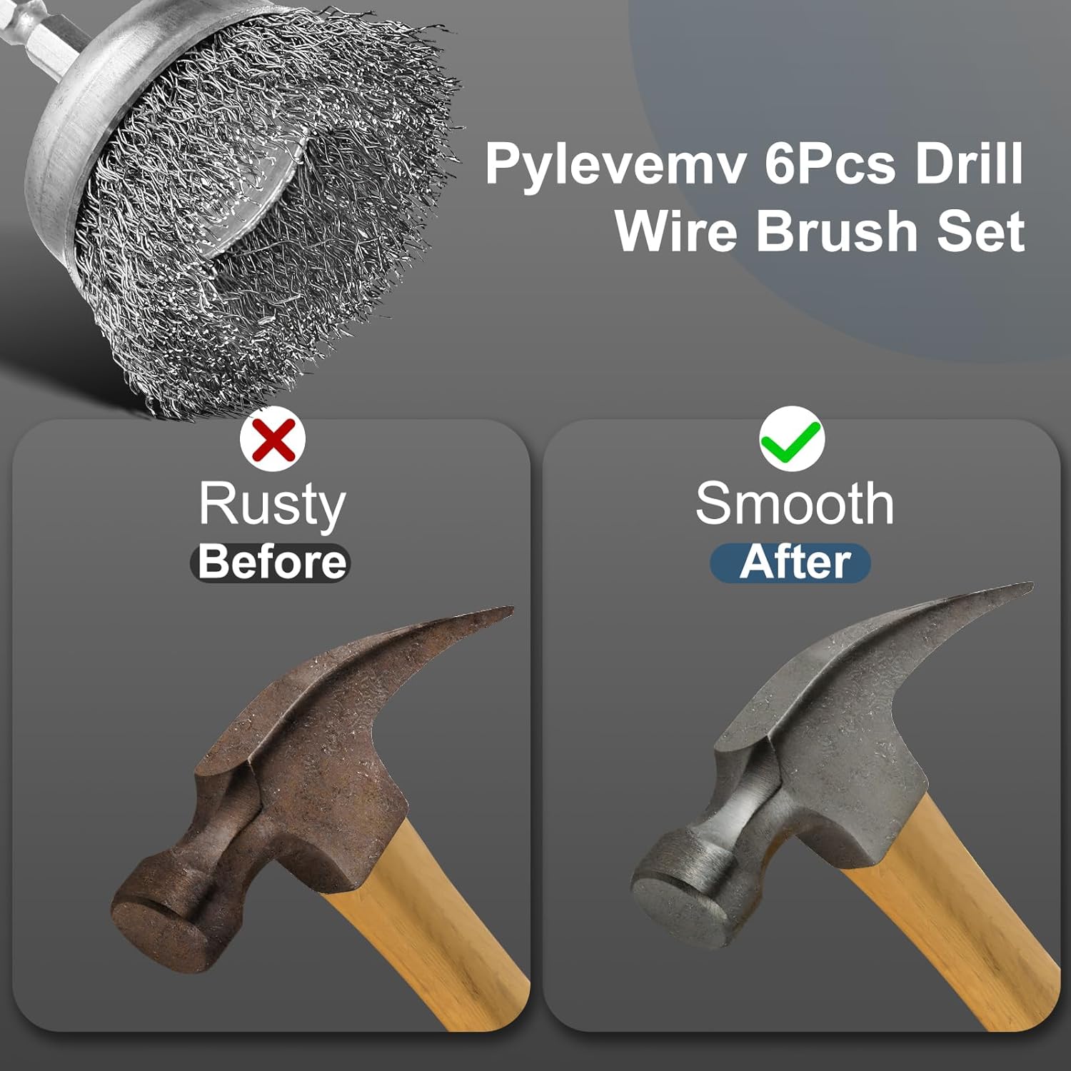 6Pcs Professional Wire Wheel, Carbon Steel Wire Brush for Drill, Drill Cup Brush for Cleaning Rust, Wire Brush Drill Attachments with 1/4 Inch Hex Shank - Image 5