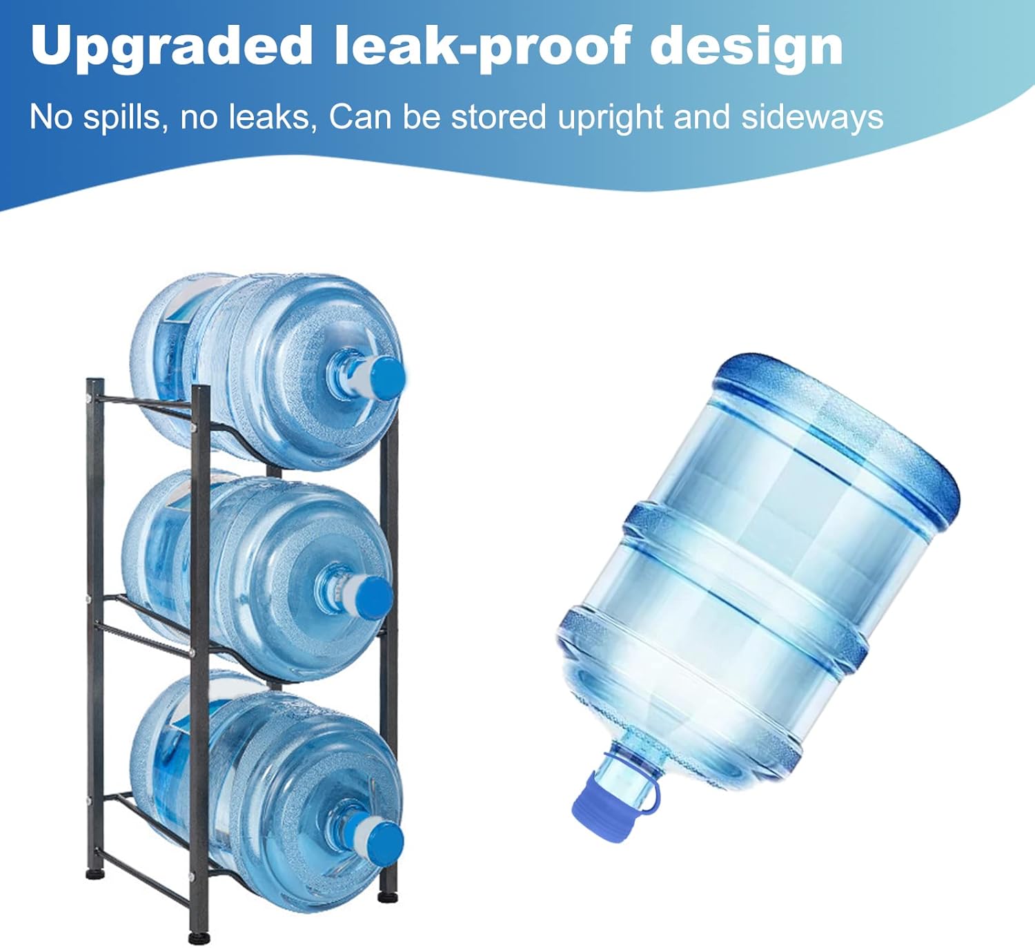 3 & 5 Gallon Water Jug Cap Reusable, Food Grade Silicone Replacement Gallon Caps for 55mm Standard/Screw/Crown Tops Water Bottle and Water Dispensers, Non-Spill Lids for Anti-Splash, Leak Free (3PCS) - Image 5