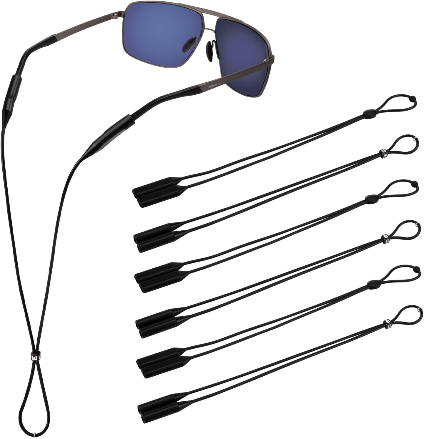 6Pcs Adjustable Glasses Straps Silicone Sport Sunglasses Holder Retainer Cord Around Neck Eyewear Accessories for Men, Women, Black - Image 1