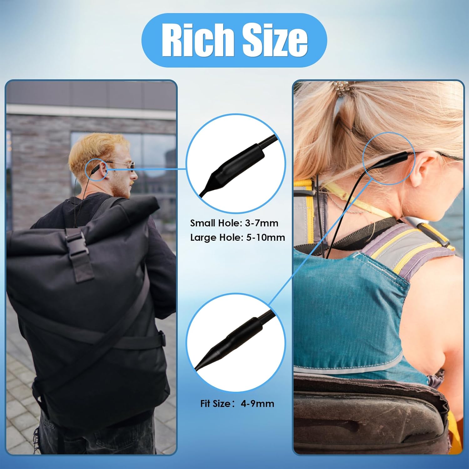6Pcs Adjustable Glasses Straps Silicone Sport Sunglasses Holder Retainer Cord Around Neck Eyewear Accessories for Men, Women, Black - Image 3