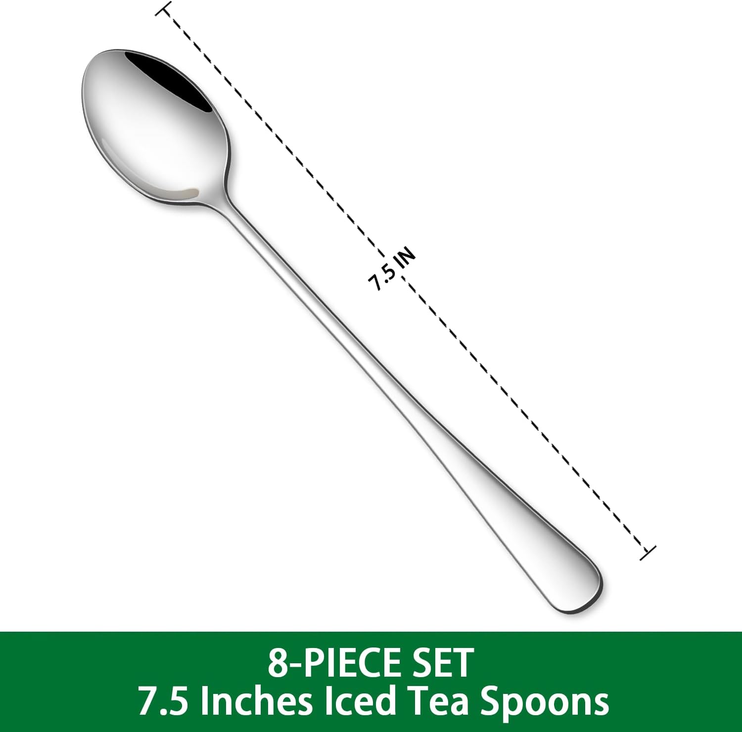 7.5 Inches Stainless Steel Iced Tea Spoons,Set Of 8 Long Stirring Spoons For Coffee,Cocktail,Ice Cream,Long Handle Iced Teaspoons,Latte Spoons For Mixing - Image 2