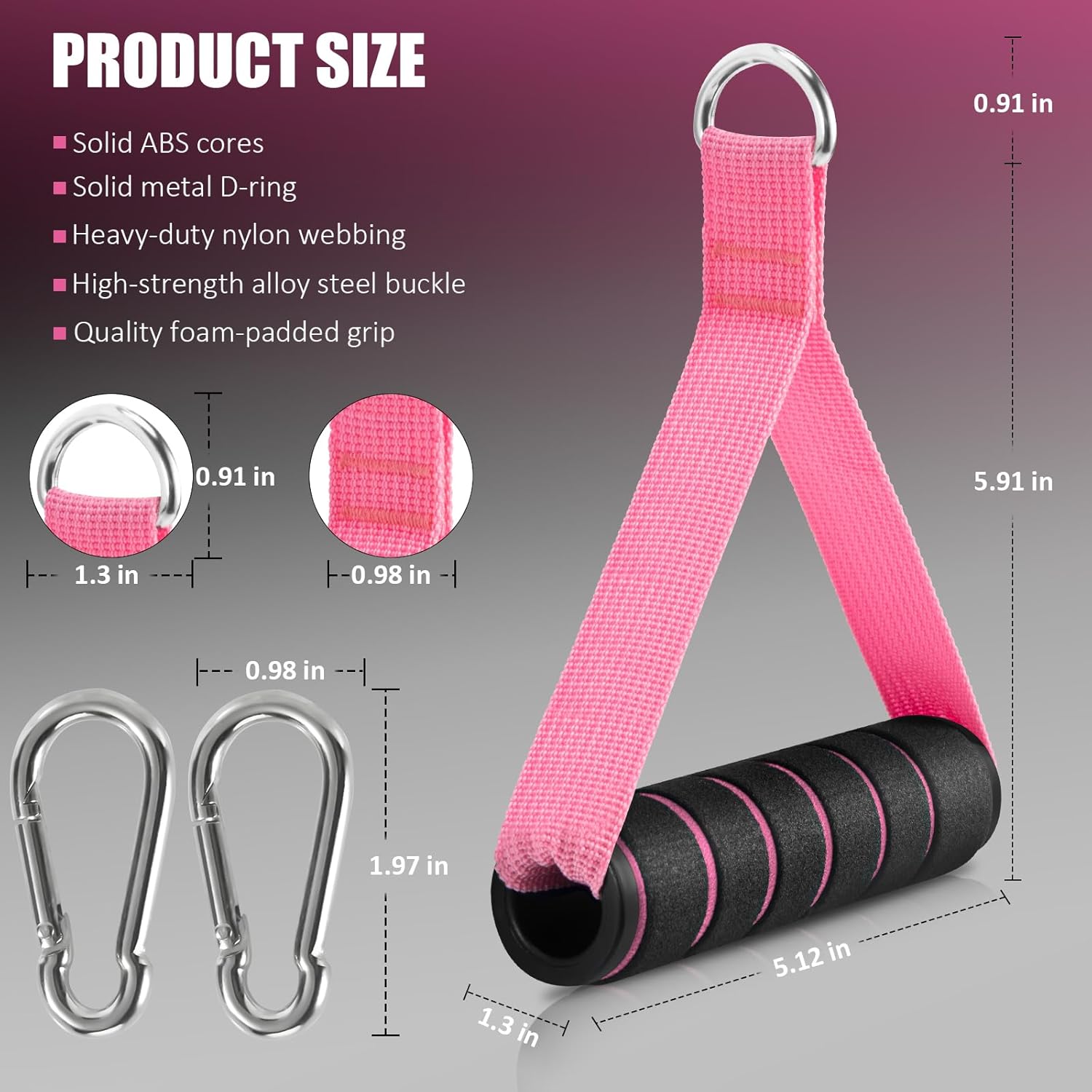 2 Pack Upgraded Exercise Handles, Gym Handle Equipment for Cable Machine Attachments, Strength Training Workout, Pilates, Home Gym, Resistance Bands, Heavy Duty Workout Accessories - Image 2