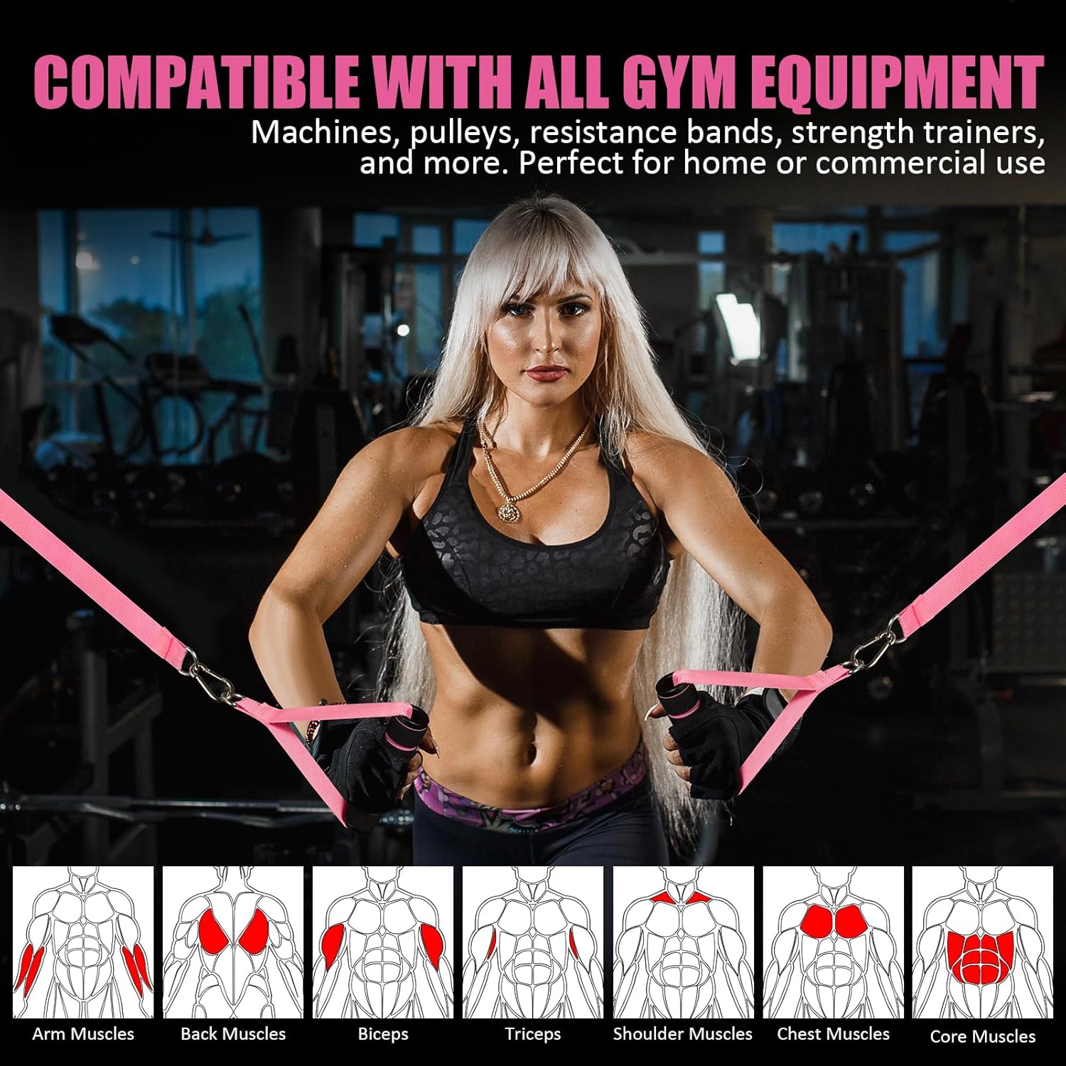 2 Pack Upgraded Exercise Handles, Gym Handle Equipment for Cable Machine Attachments, Strength Training Workout, Pilates, Home Gym, Resistance Bands, Heavy Duty Workout Accessories - Image 6