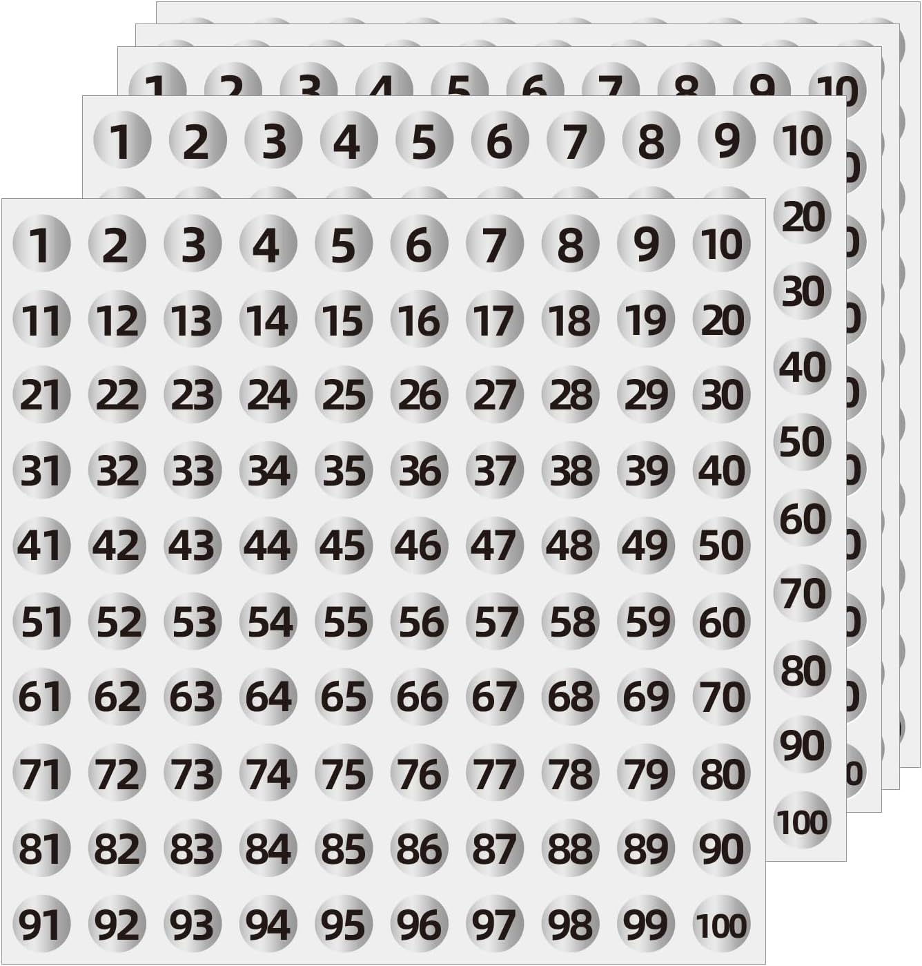Silver Consecutive Number Stickers 1 to 100, 0.4 inch Round Small Number Stickers Labels for Inventory, Storage, Organizing, Boxes, Bins, Toolbox, Locker (3000 Labels, Matte) - Image 1