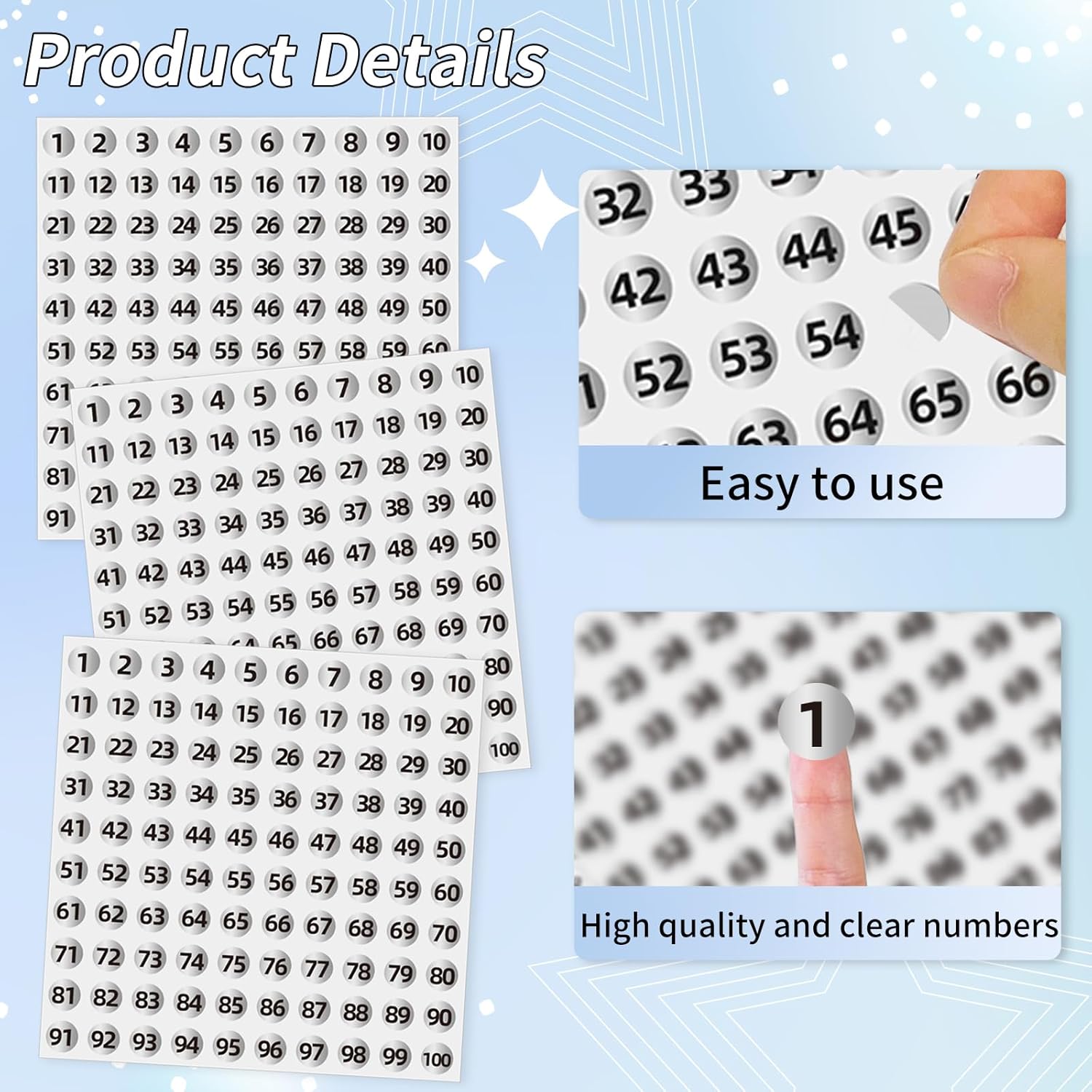 Silver Consecutive Number Stickers 1 to 100, 0.4 inch Round Small Number Stickers Labels for Inventory, Storage, Organizing, Boxes, Bins, Toolbox, Locker (3000 Labels, Matte) - Image 3