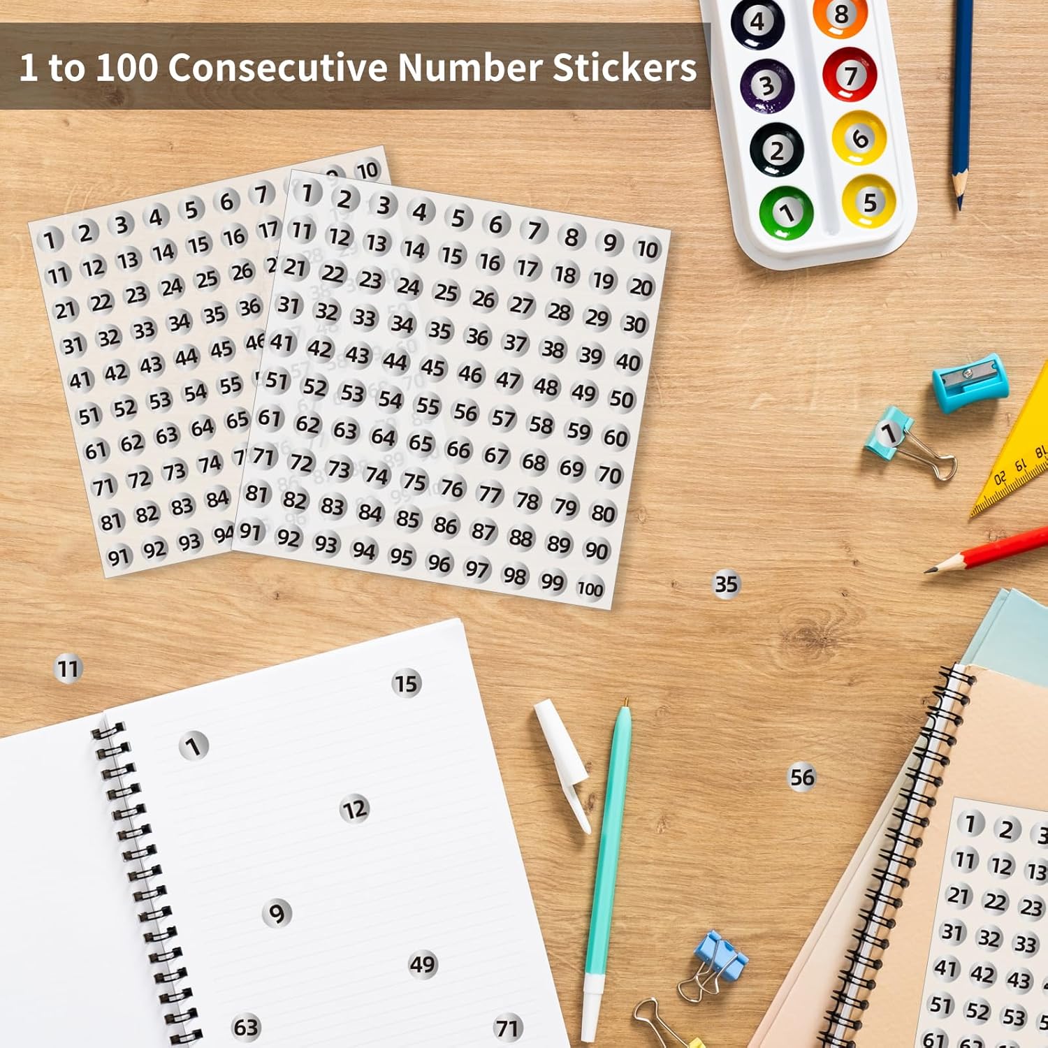 Silver Consecutive Number Stickers 1 to 100, 0.4 inch Round Small Number Stickers Labels for Inventory, Storage, Organizing, Boxes, Bins, Toolbox, Locker (3000 Labels, Matte) - Image 4