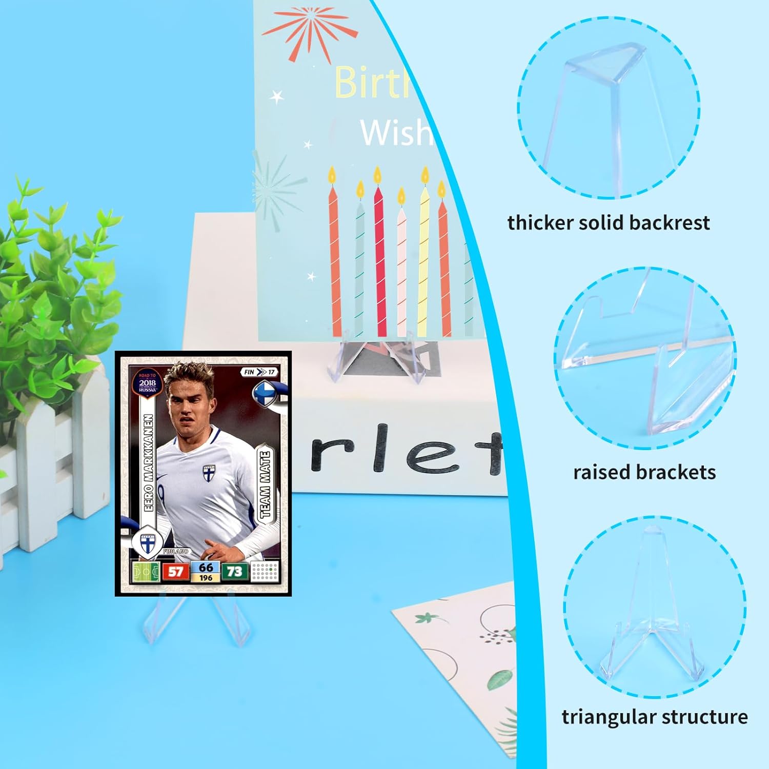 32Packs Card Display Stand, Card Stand, Card Stands for Sports Cards, Trading Card Stand, Acrylic Material, 2.2 Inch Tall - Image 3