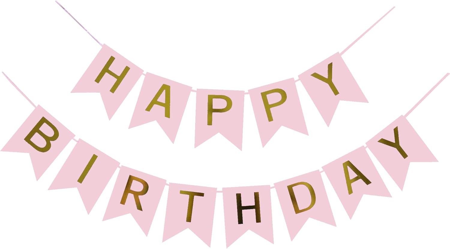 Happy Birthday Banner Pink Birthday Signs Party Supplies Garland Decorations Nursery Hanging Decor (Soft Pink) - Image 1