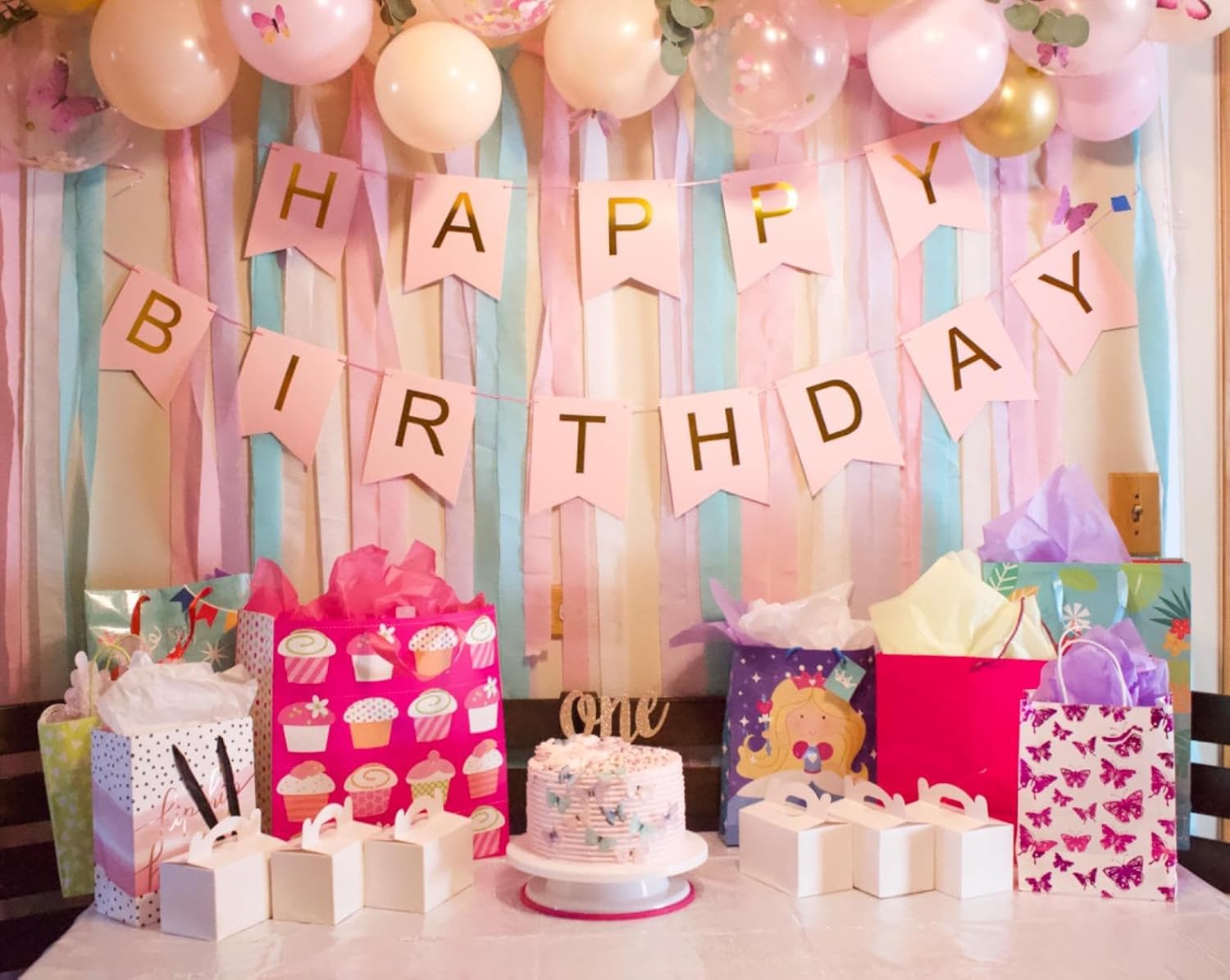 Happy Birthday Banner Pink Birthday Signs Party Supplies Garland Decorations Nursery Hanging Decor (Soft Pink) - Image 4