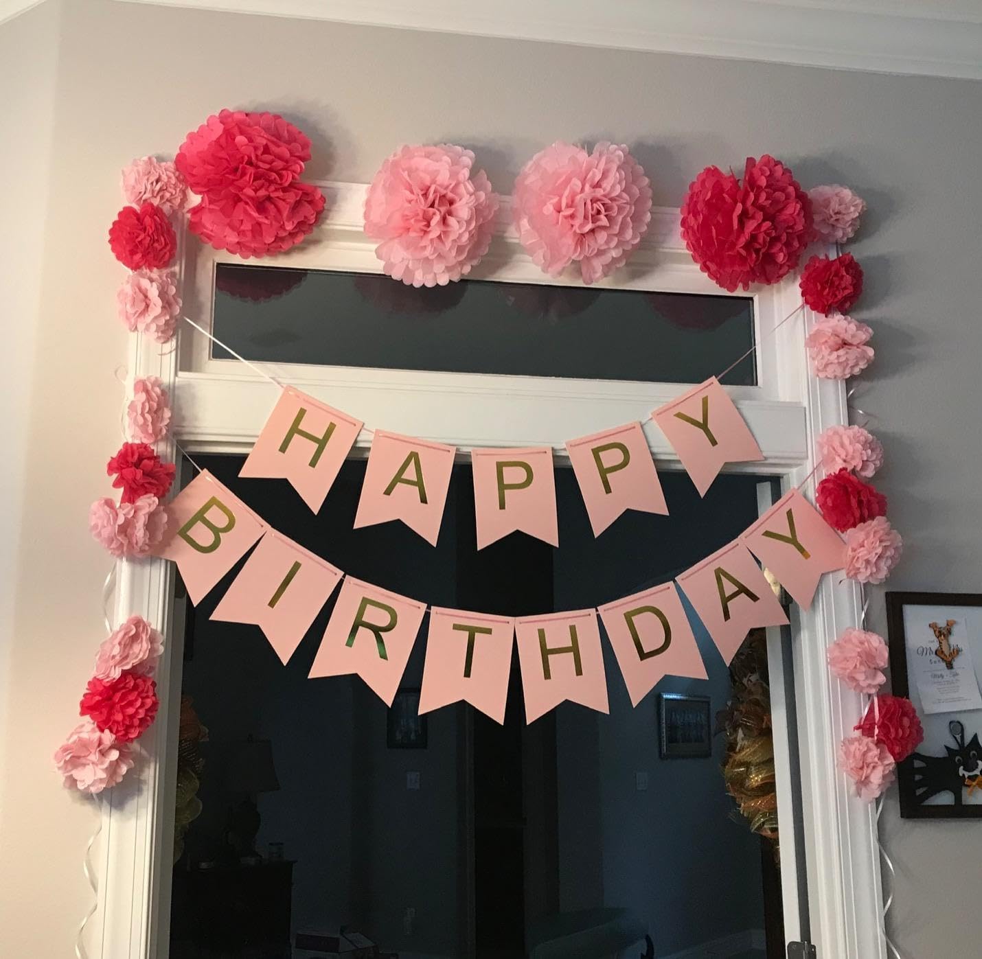 Happy Birthday Banner Pink Birthday Signs Party Supplies Garland Decorations Nursery Hanging Decor (Soft Pink) - Image 5