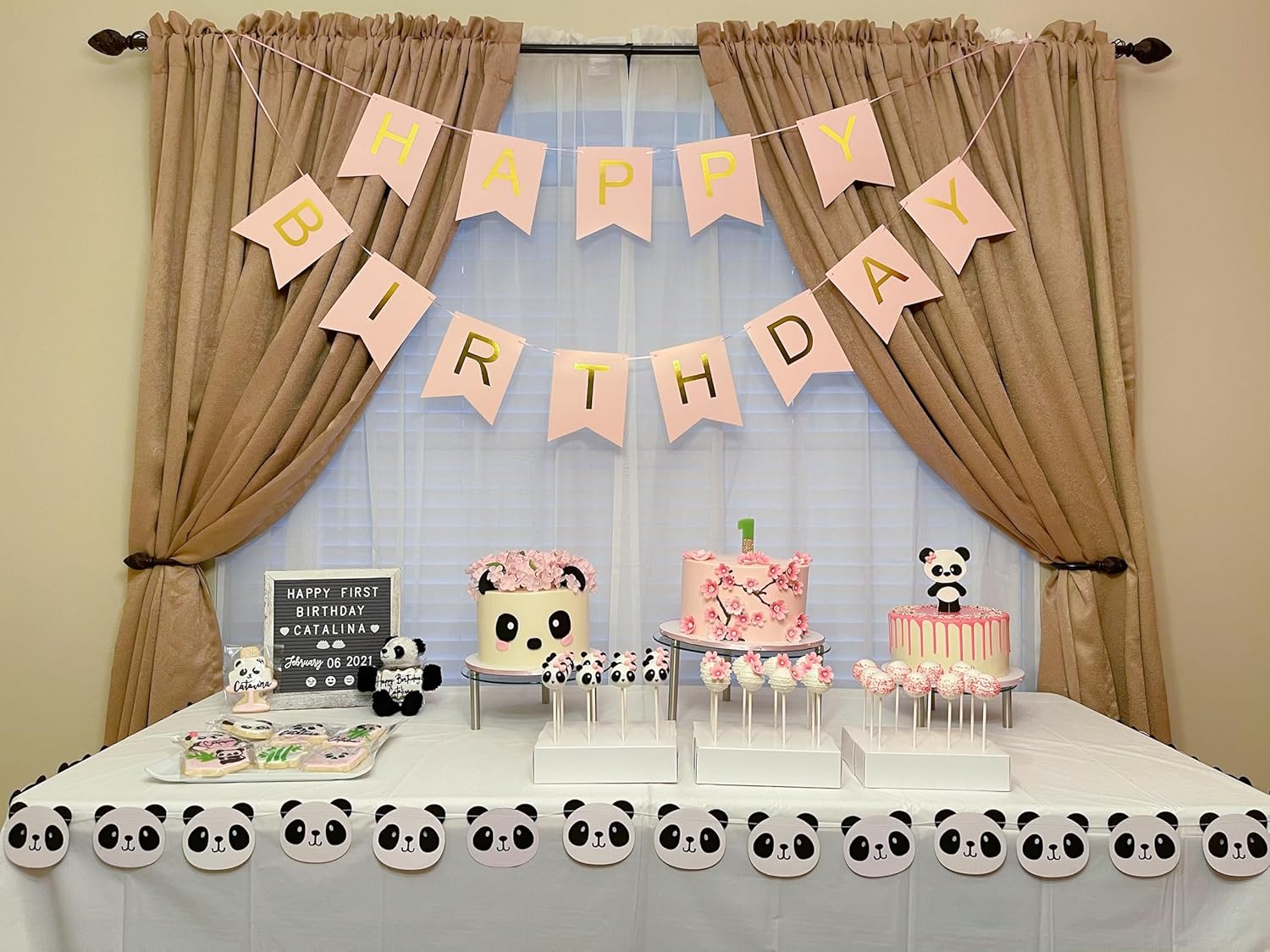 Happy Birthday Banner Pink Birthday Signs Party Supplies Garland Decorations Nursery Hanging Decor (Soft Pink) - Image 6