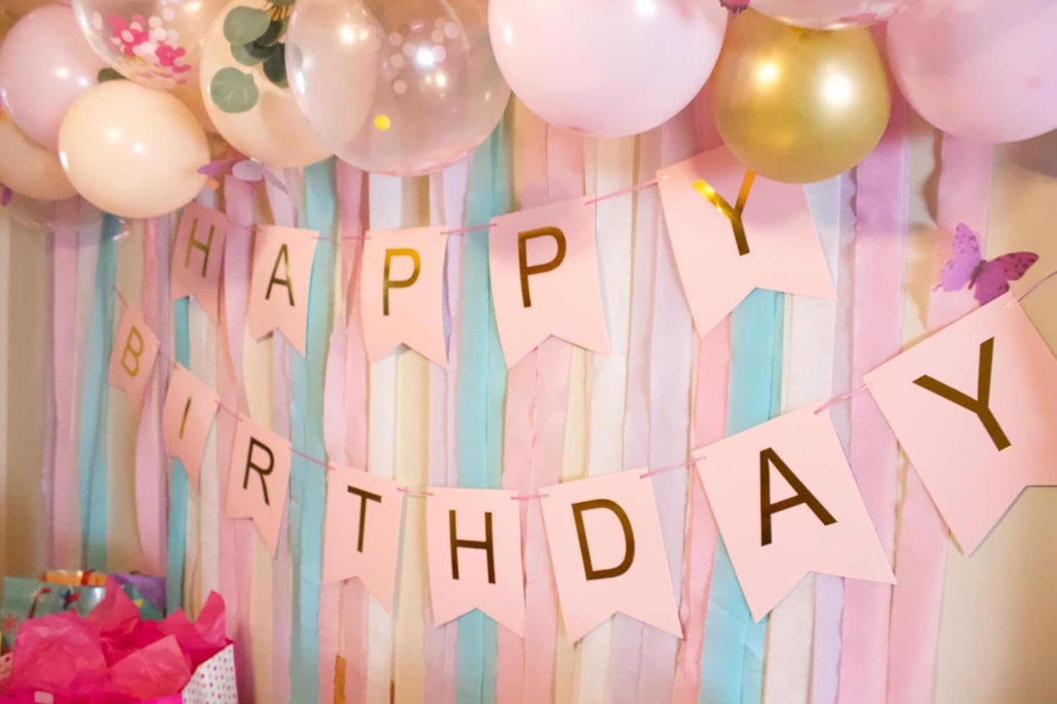 Happy Birthday Banner Pink Birthday Signs Party Supplies Garland Decorations Nursery Hanging Decor (Soft Pink) - Image 7
