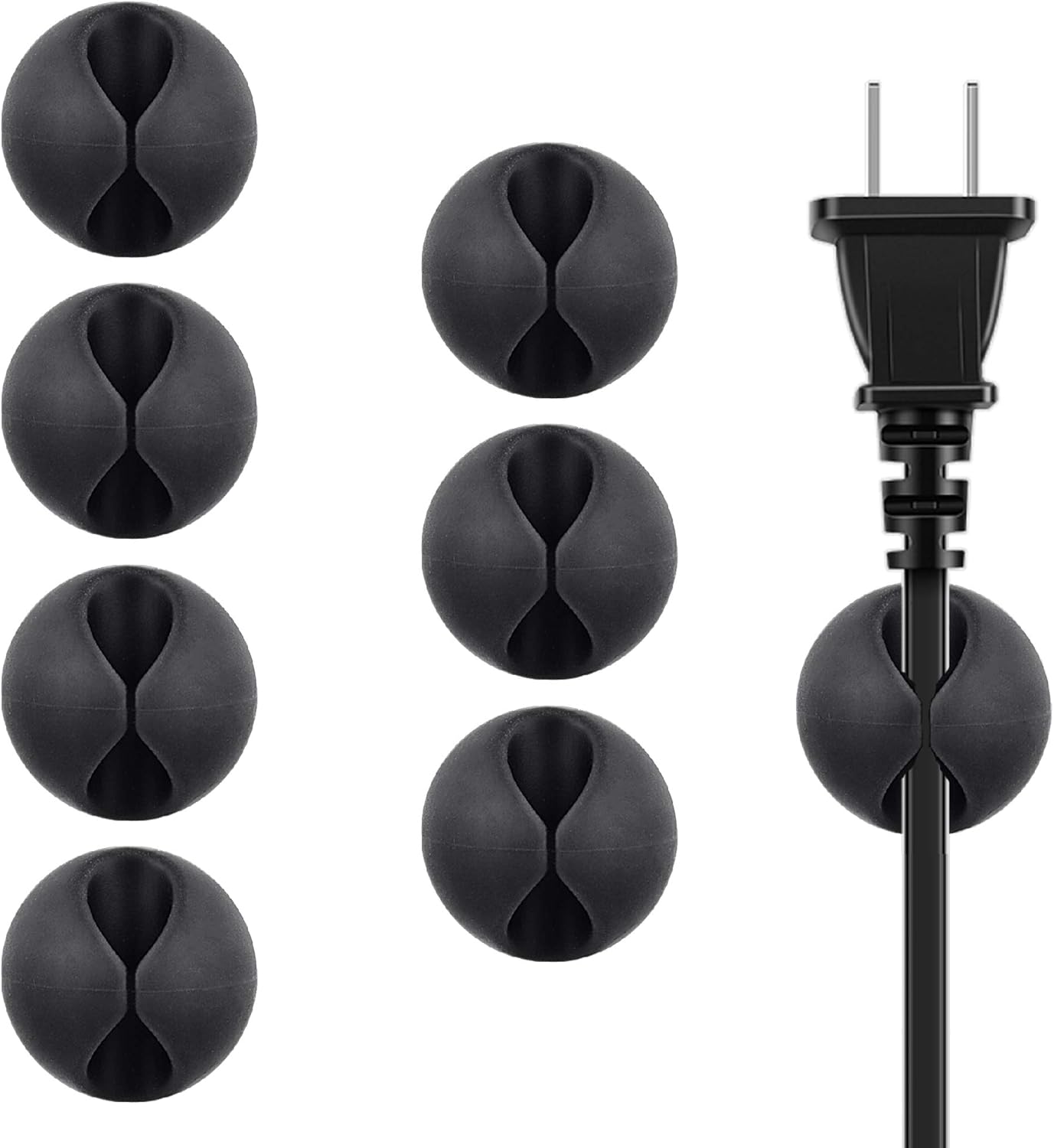 Cable Clips Cord Organizer Cable Management Wire Cord Holder 1 Slots Adhesive Wire Holder for Car Charging Accessory PC Office Home (Black, 8 pcs) - Image 1