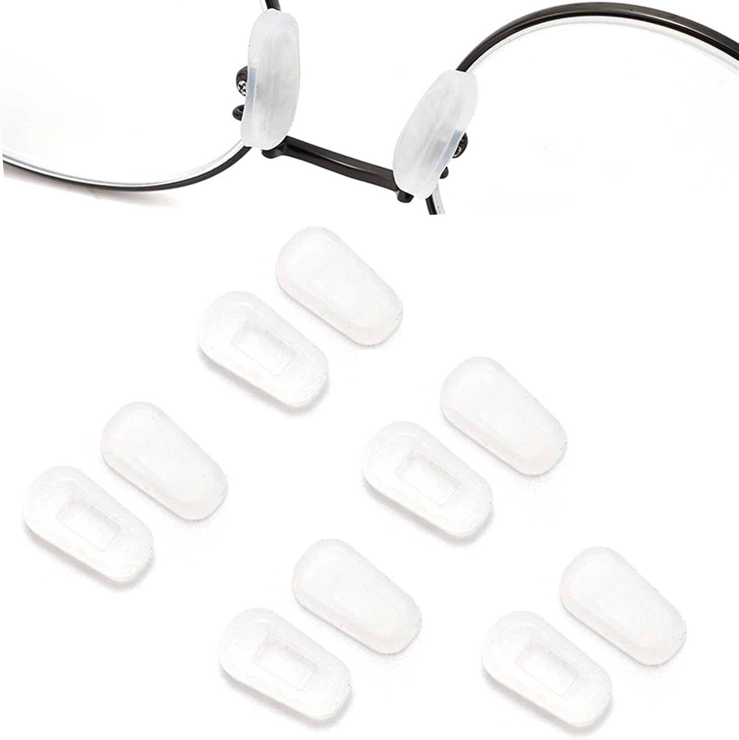 Eyeglass Nose Pads Covers Slip-on Silicone Glasses Nose Pad Anti Slip Soft Nose Pads for Eyeglasses Repair Kit(5 Pairs), Clear/S - Image 1