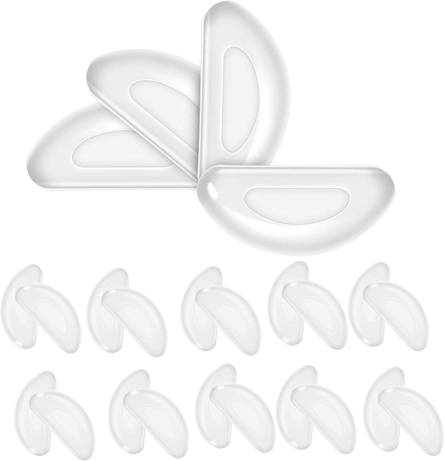 Silicone Eyeglass Nose Pads Sticky, Hypo-allergenic Adhesive Nose Grips for Glasses and Sunglasses 12 Pairs - Image 1