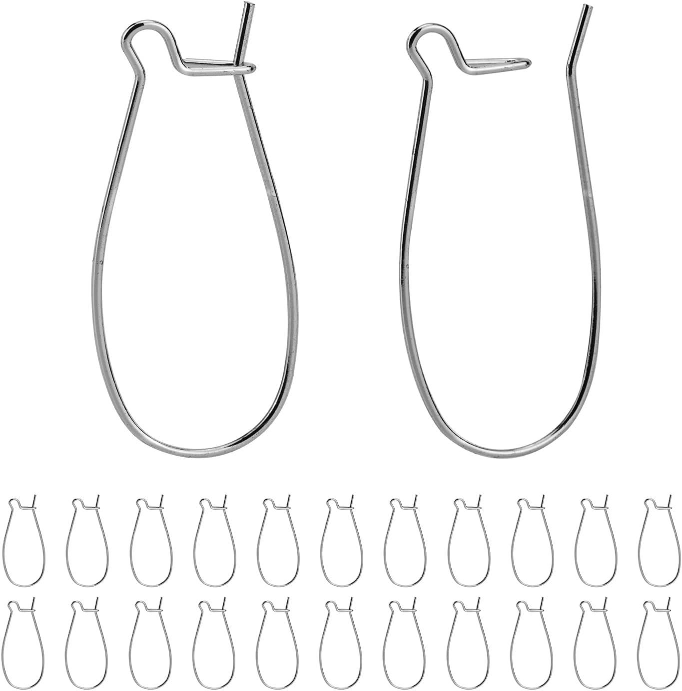 Ear Wire Hooks 60pcs Stainless Steel Kidney Earring Hook Wire Ear Findings for Earring Making Jewelry Making Earwire DIY (25mm, 60pcs) - Image 1