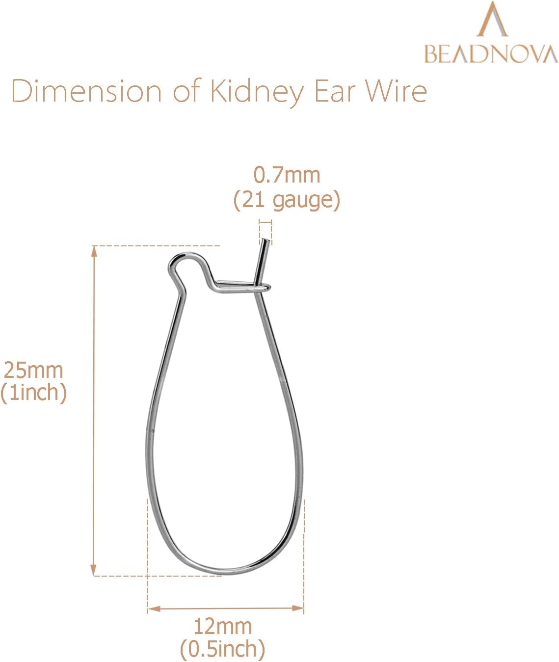Ear Wire Hooks 60pcs Stainless Steel Kidney Earring Hook Wire Ear Findings for Earring Making Jewelry Making Earwire DIY (25mm, 60pcs) - Image 2