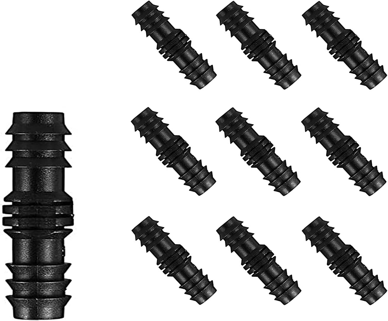 Drip Irrigation Parts 10 Pcs 1/2 Inch Barbed Straight Couplings Fittings Drip Line Connectors for 1/2 Inch Irrigation Tubing Garden Watering System (10pcs) - Image 1