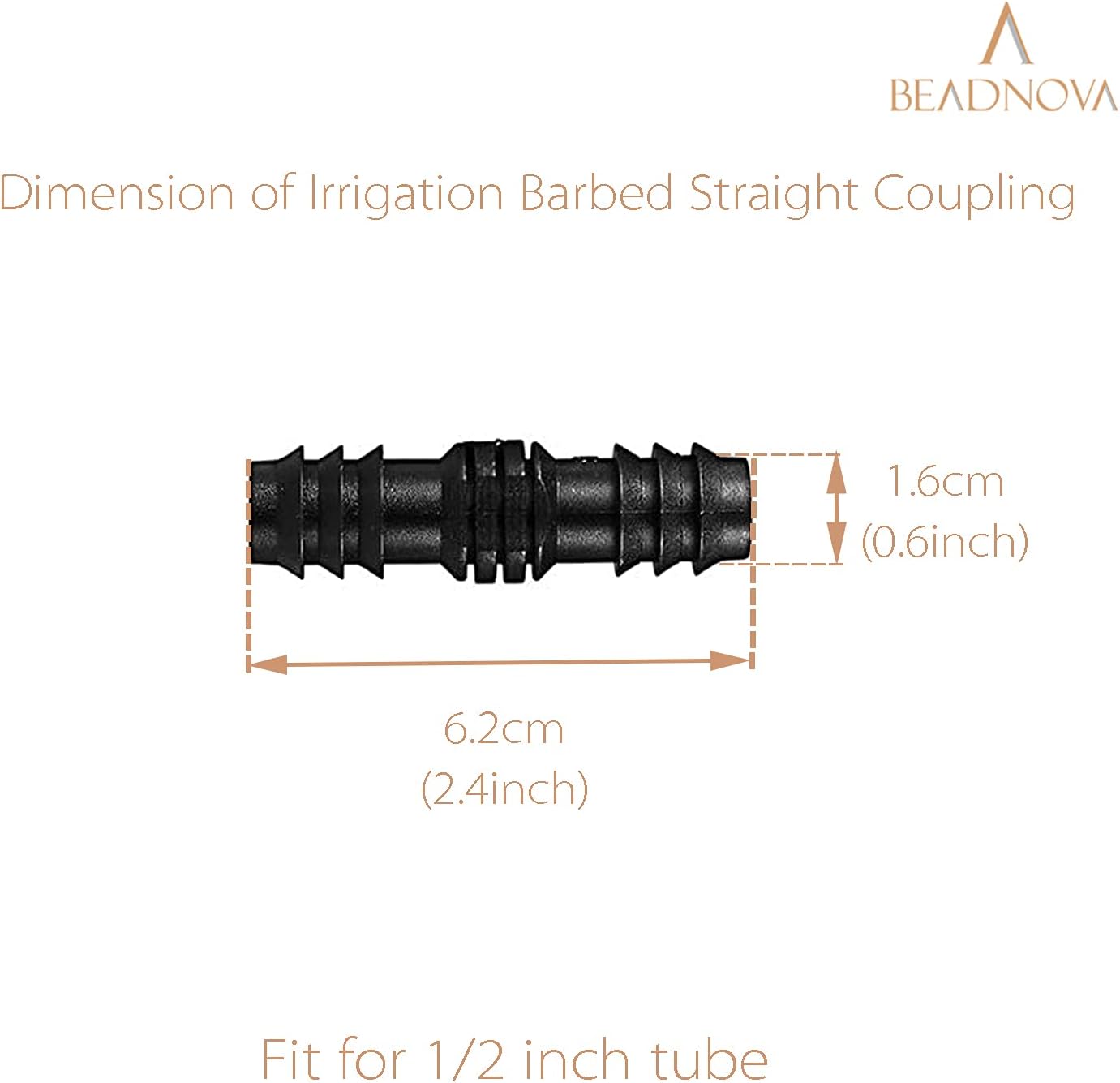Drip Irrigation Parts 10 Pcs 1/2 Inch Barbed Straight Couplings Fittings Drip Line Connectors for 1/2 Inch Irrigation Tubing Garden Watering System (10pcs) - Image 2