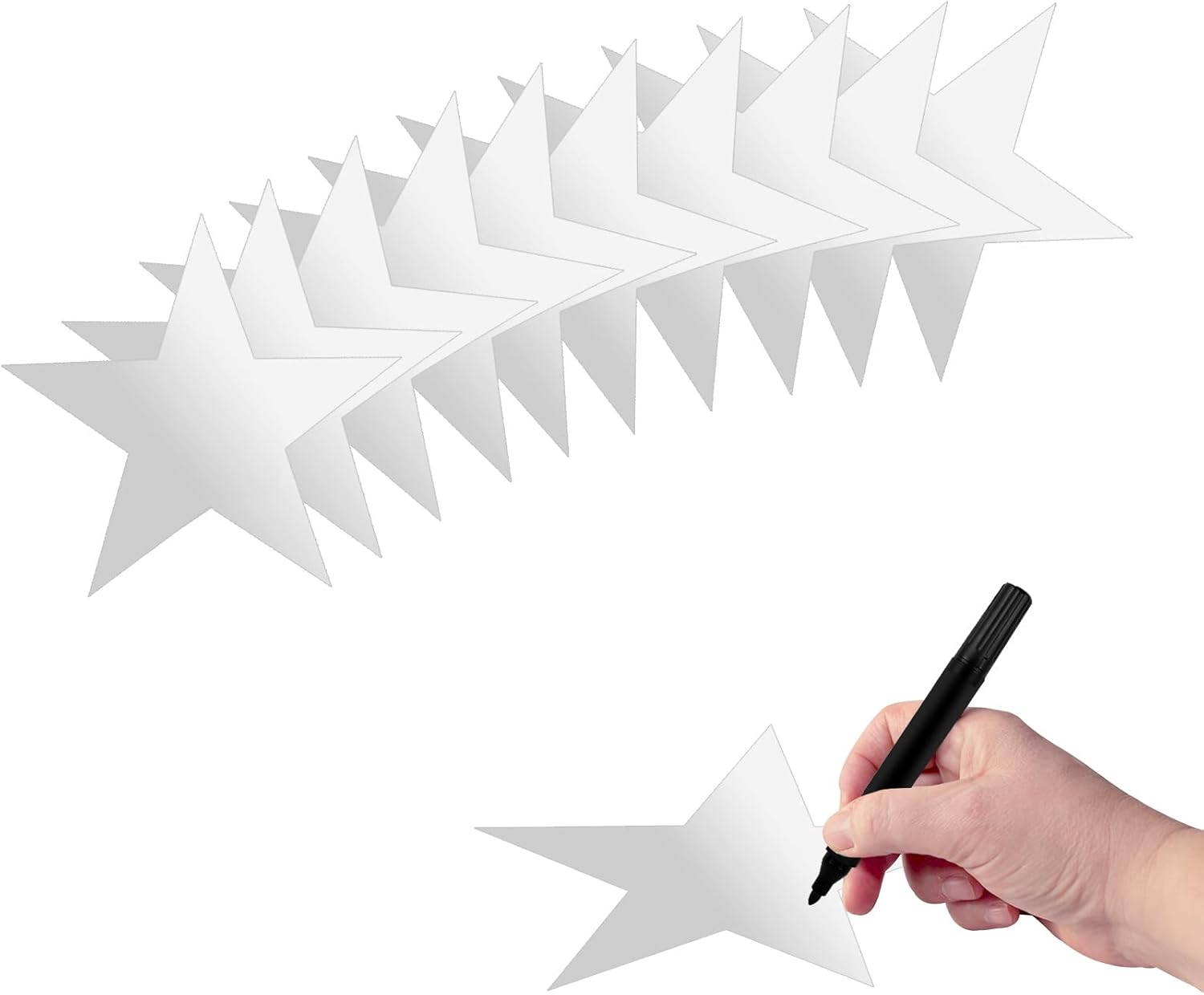 30 Pcs Silver Star Cutouts - Double Printed Paper Stars Decoration - 5.9 Inches - Perfect for Wedding & Party Décor (Silver, 5.9
