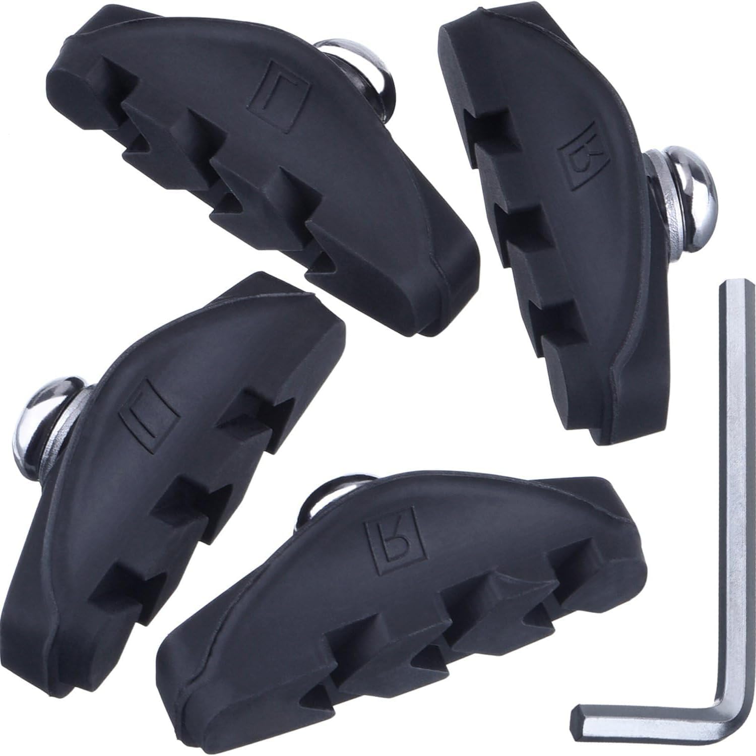 2 Pairs (4 Pieces) Bike Brake Pads, Rubber V-Brake Pads for Mountain & Road Bicycle,Quiet & Non-Skid Cycling Accessories for Enhanced Safety,50mm,Black - Image 1