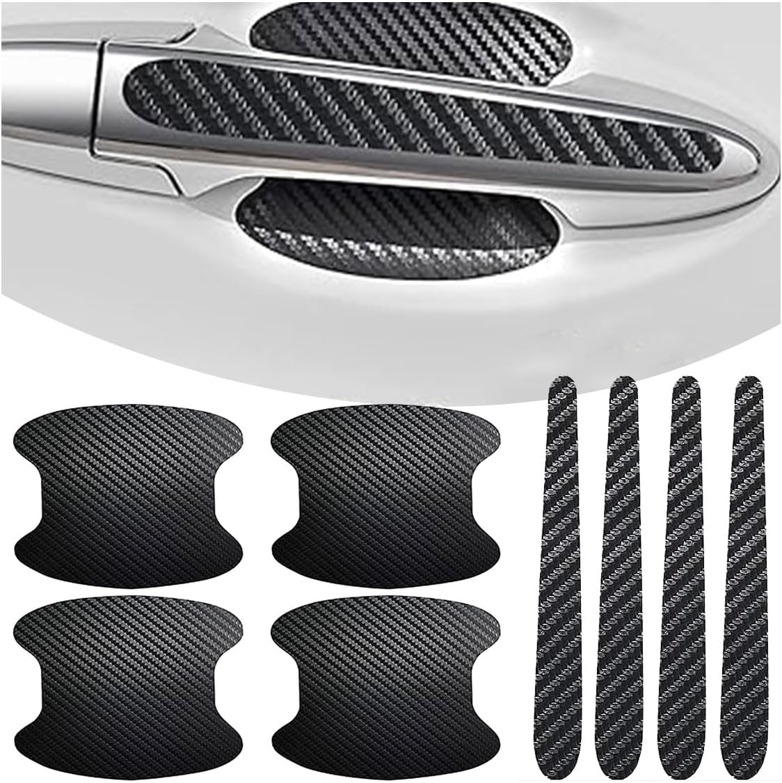 8 PCS Car Door Handle Anti-Scratches Sticker, Self-Adhesive & Non-Marking Car Door Bowl Paint Scratch Protective Films, Universal Protective Pad Sticker for Most Cars (Black) - Image 1