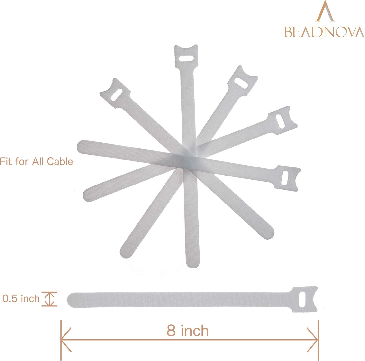 Adjustable Cable Straps Cable Ties Adjustable Cord Wire Organizer for Cord Management (8 Inches, 60 Pieces, White) - Image 2
